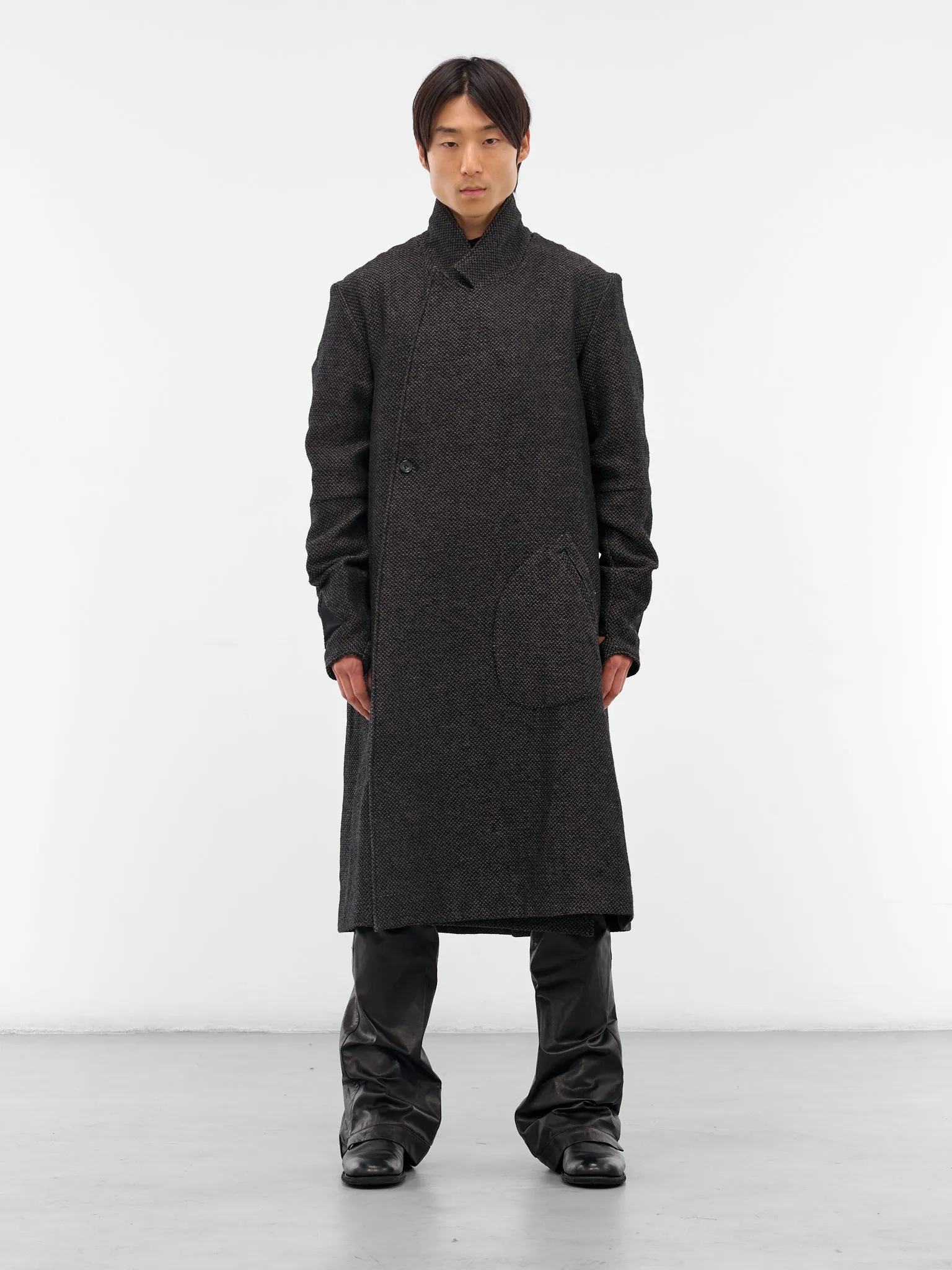 Black Double-Breasted Coat (XJ9V2-03-BLACK-OVER-GREY) sold by lorenzo