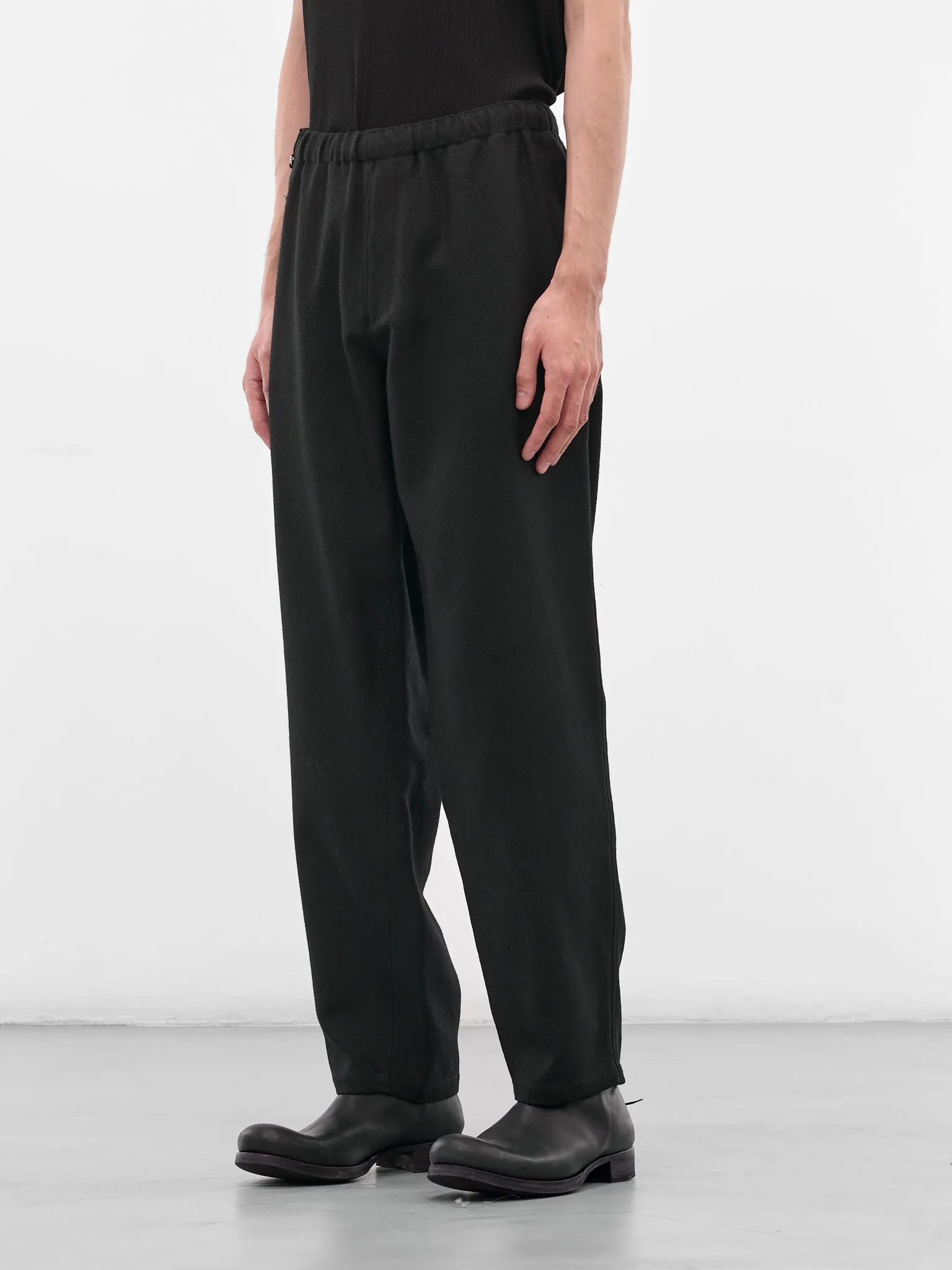 Black Wool Tapered Trousers (US2E4592-BLACK) sold by lorenzo product image thumbnail 2
