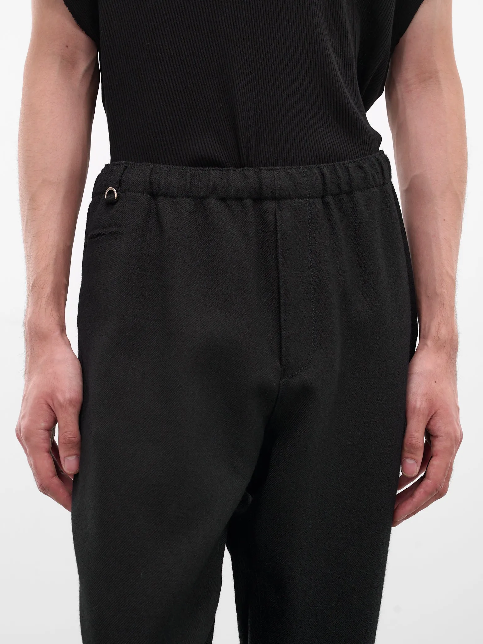 Black Wool Tapered Trousers (US2E4592-BLACK) sold by lorenzo product image thumbnail 4