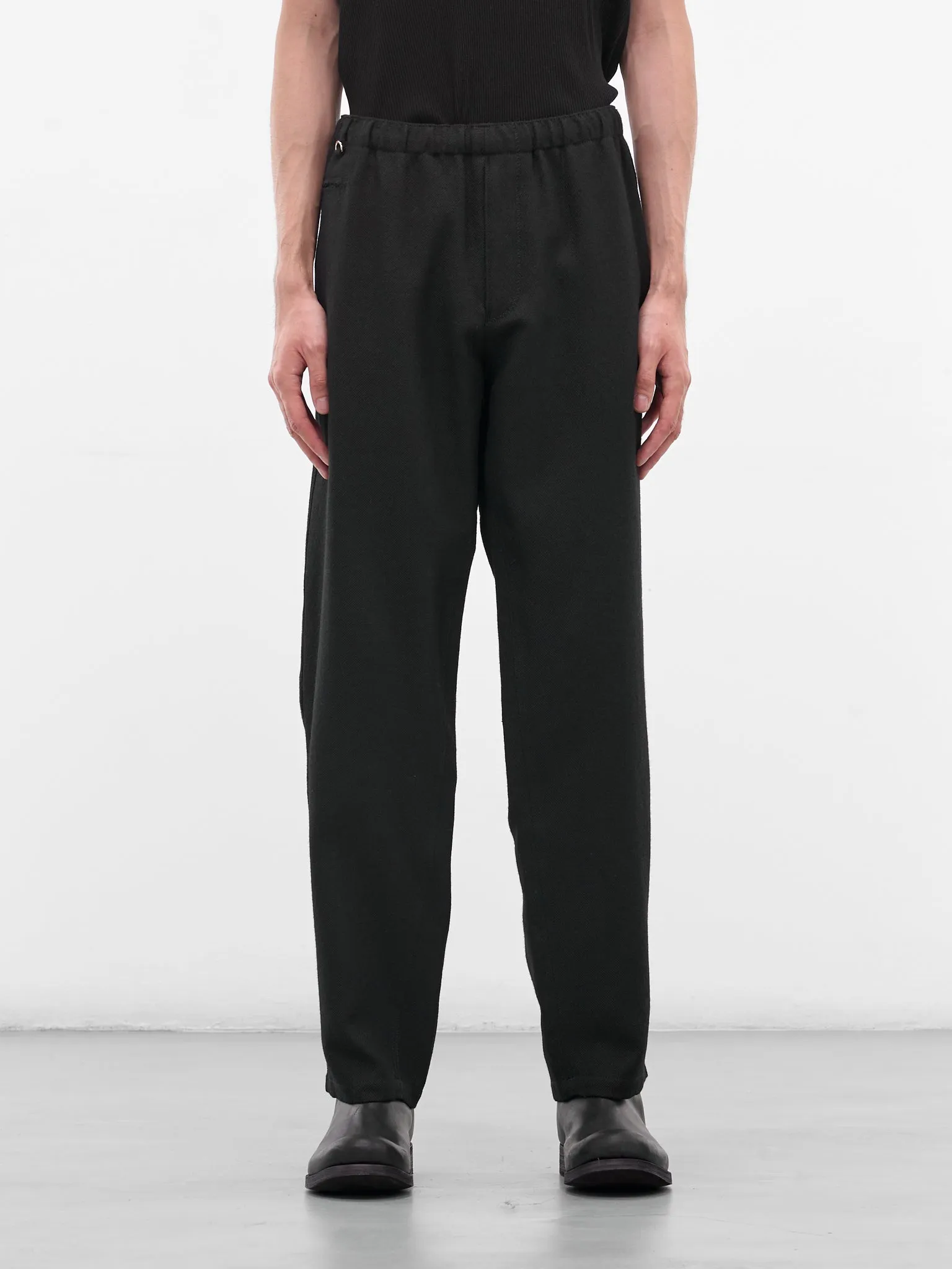 Black Wool Tapered Trousers (US2E4592-BLACK) sold by lorenzo