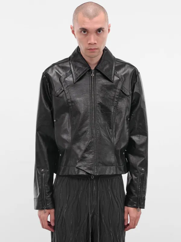 Black Kraner Leather Zip Jacket (J09-37-RAVEN-BLACK) sold by lorenzo
