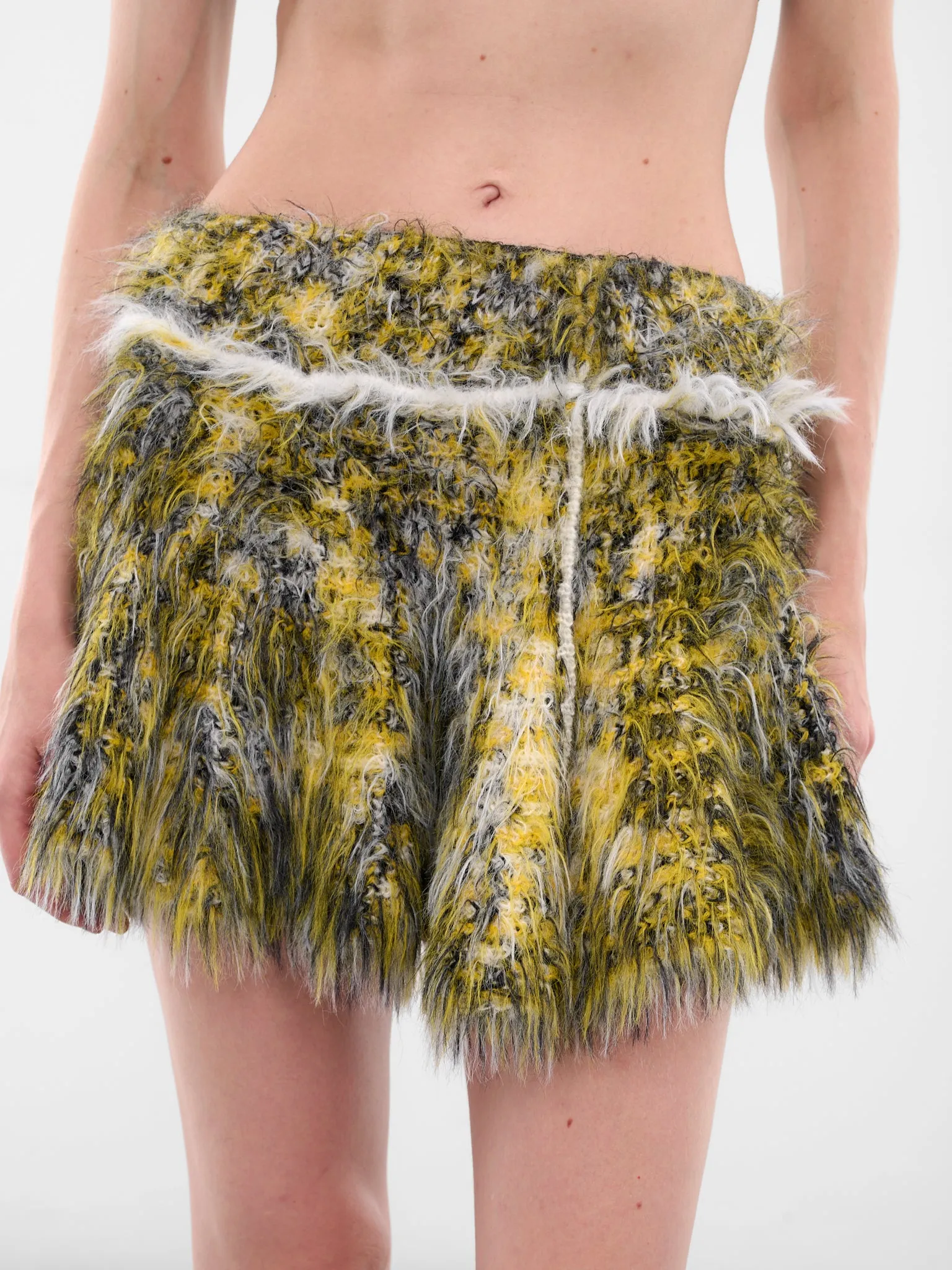 Yellow Fuzzy Knit Mini Skirt (A21447-0EGCA-900A-YELLOW) sold by lorenzo product image thumbnail 4