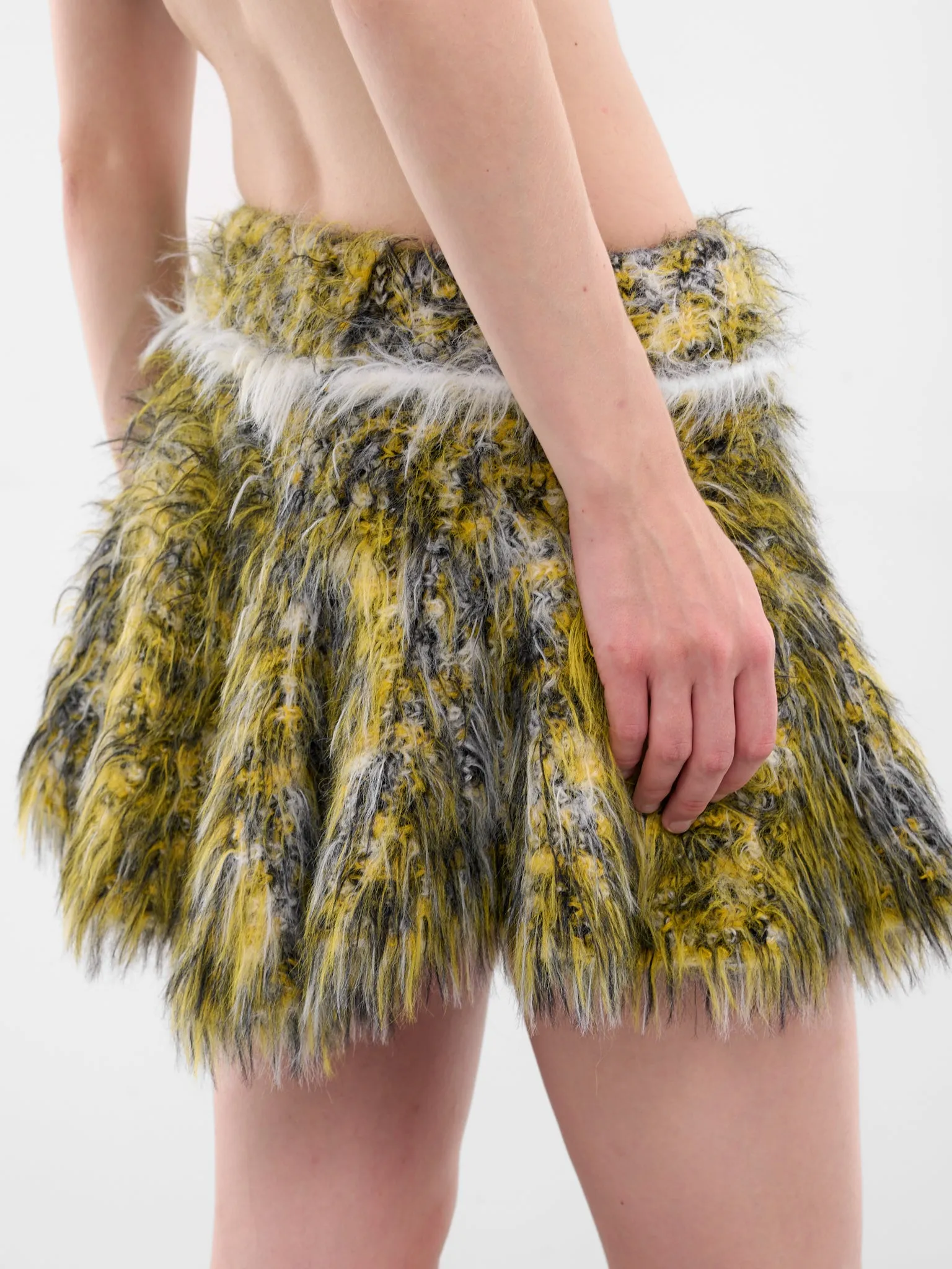 Yellow Fuzzy Knit Mini Skirt (A21447-0EGCA-900A-YELLOW) sold by lorenzo product image thumbnail 5