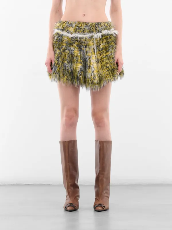 Yellow Fuzzy Knit Mini Skirt (A21447-0EGCA-900A-YELLOW) sold by lorenzo