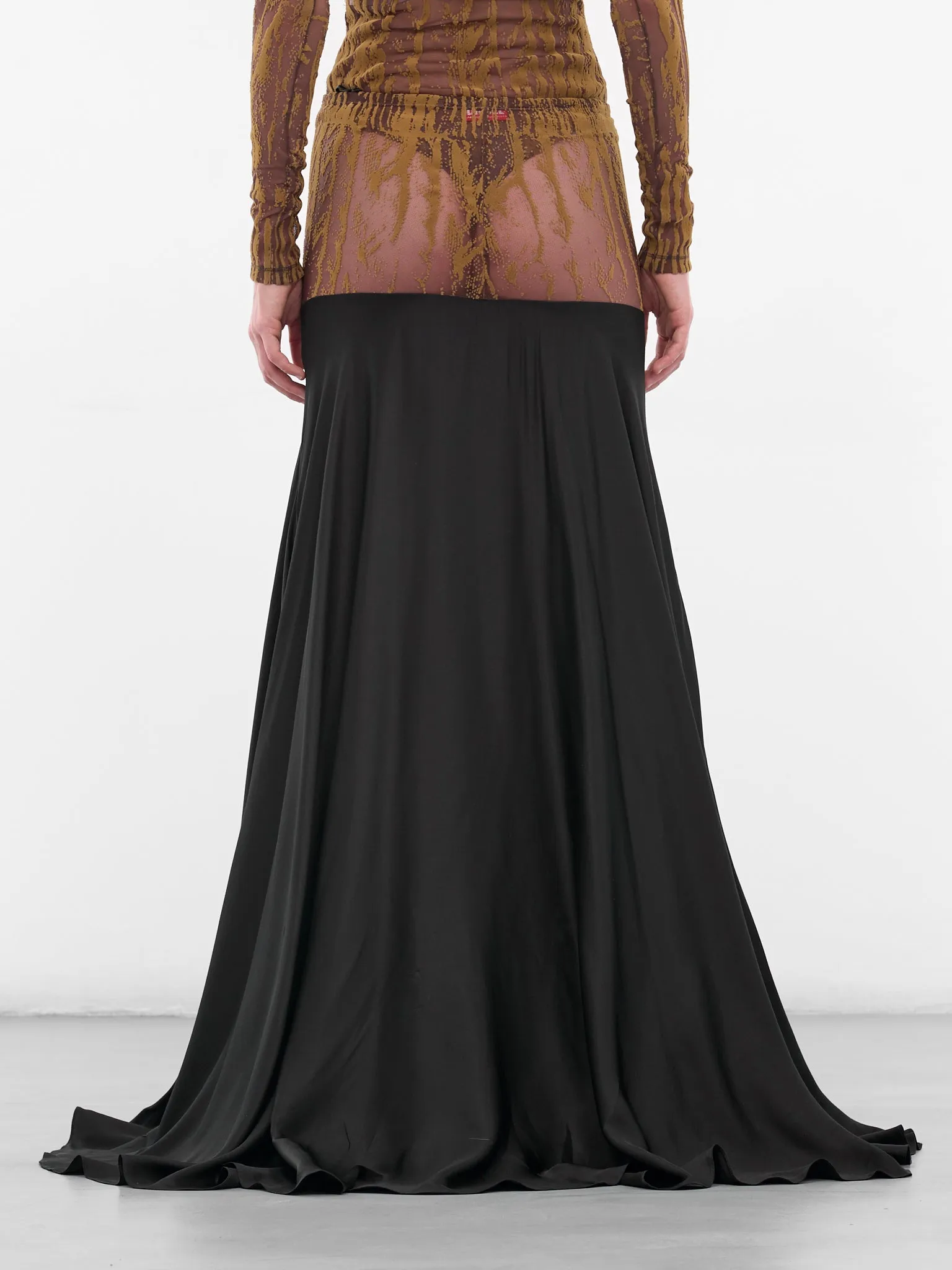 Black O-Garcia Paneled Maxi Skirt (A21329-0PKBL-9XX-BLACK) sold by lorenzo product image thumbnail 3