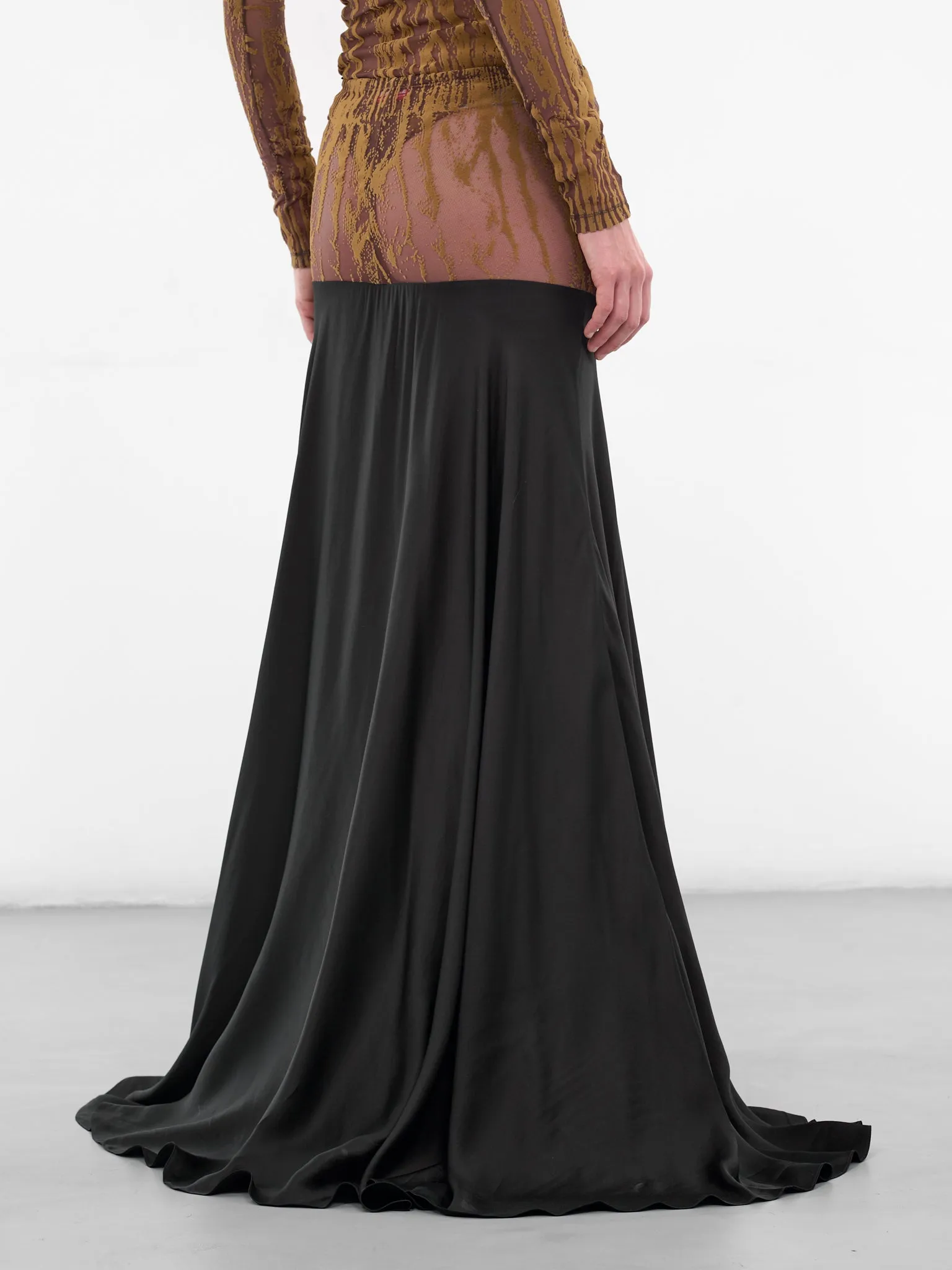 Black O-Garcia Paneled Maxi Skirt (A21329-0PKBL-9XX-BLACK) sold by lorenzo product image thumbnail 4