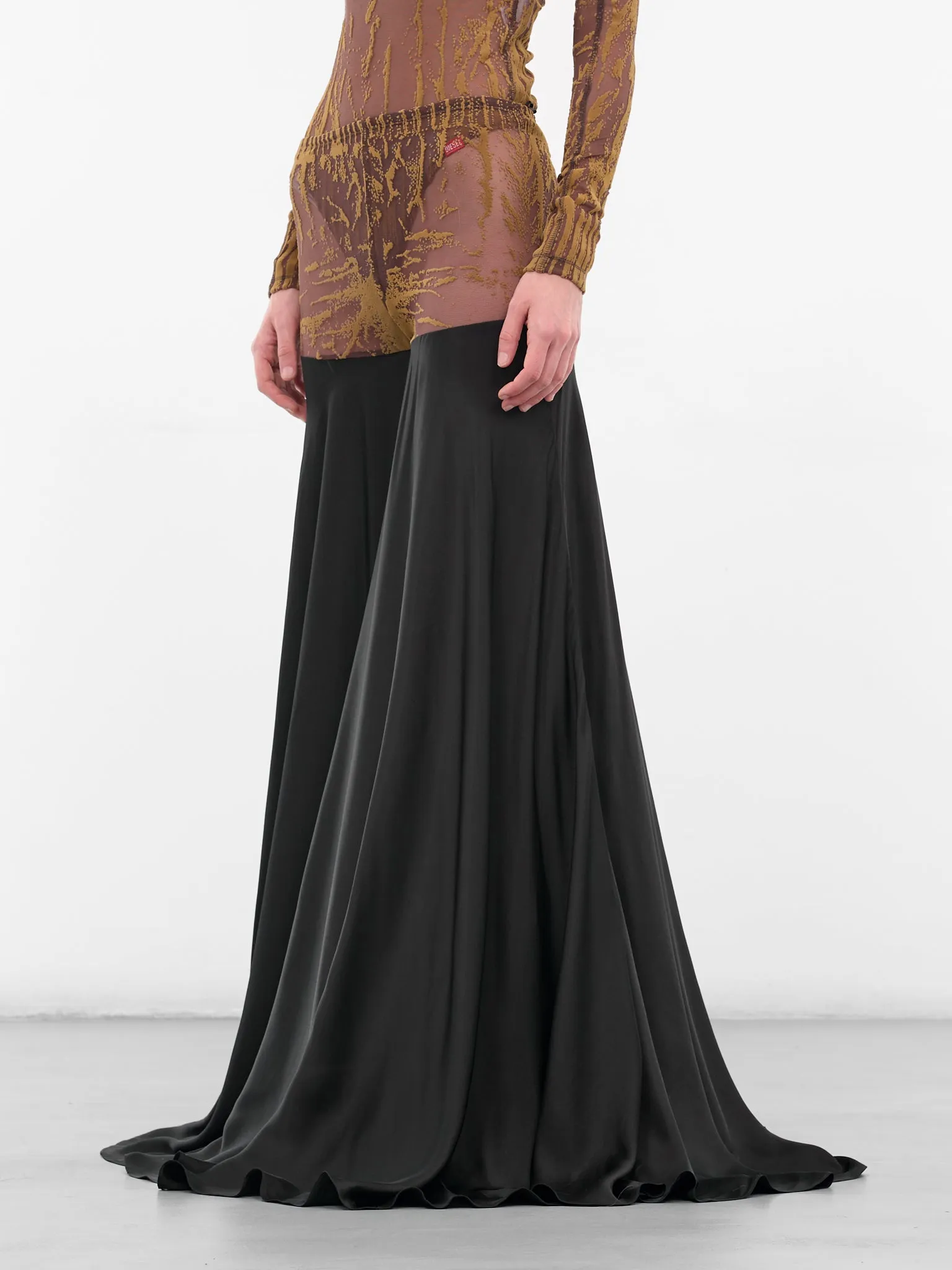 Black O-Garcia Paneled Maxi Skirt (A21329-0PKBL-9XX-BLACK) sold by lorenzo product image thumbnail 2