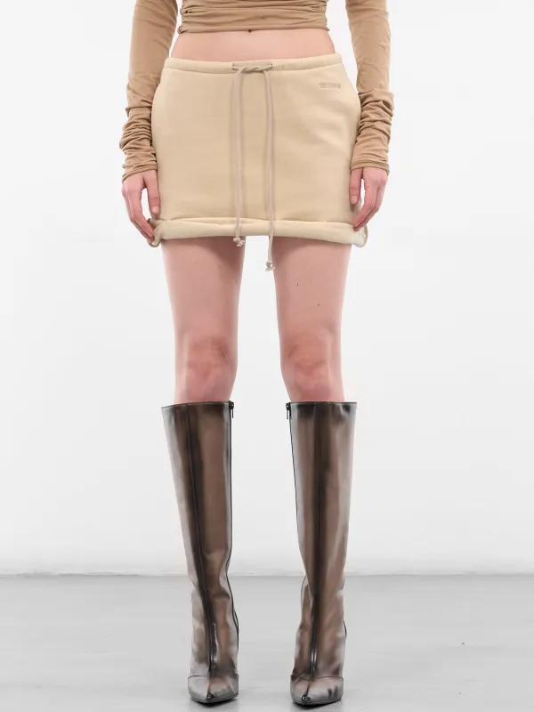 Beige Rolled-Up Mini Skirt (WD-TK3-25-860-WBG-BEIGE) sold by lorenzo