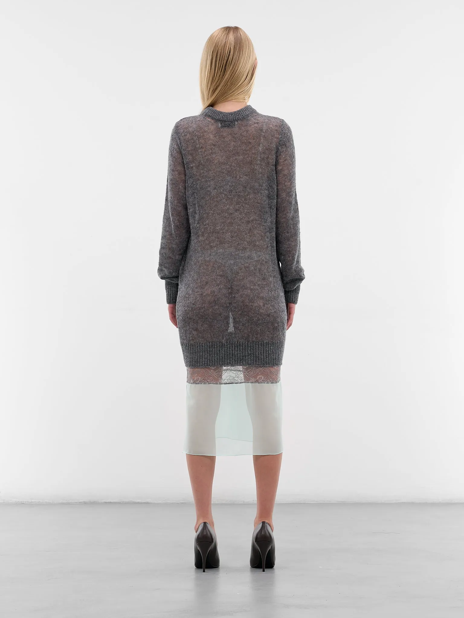 Gray Contrast Knit Midi Dress (COPML172Y100-GREY) sold by lorenzo product image thumbnail 3