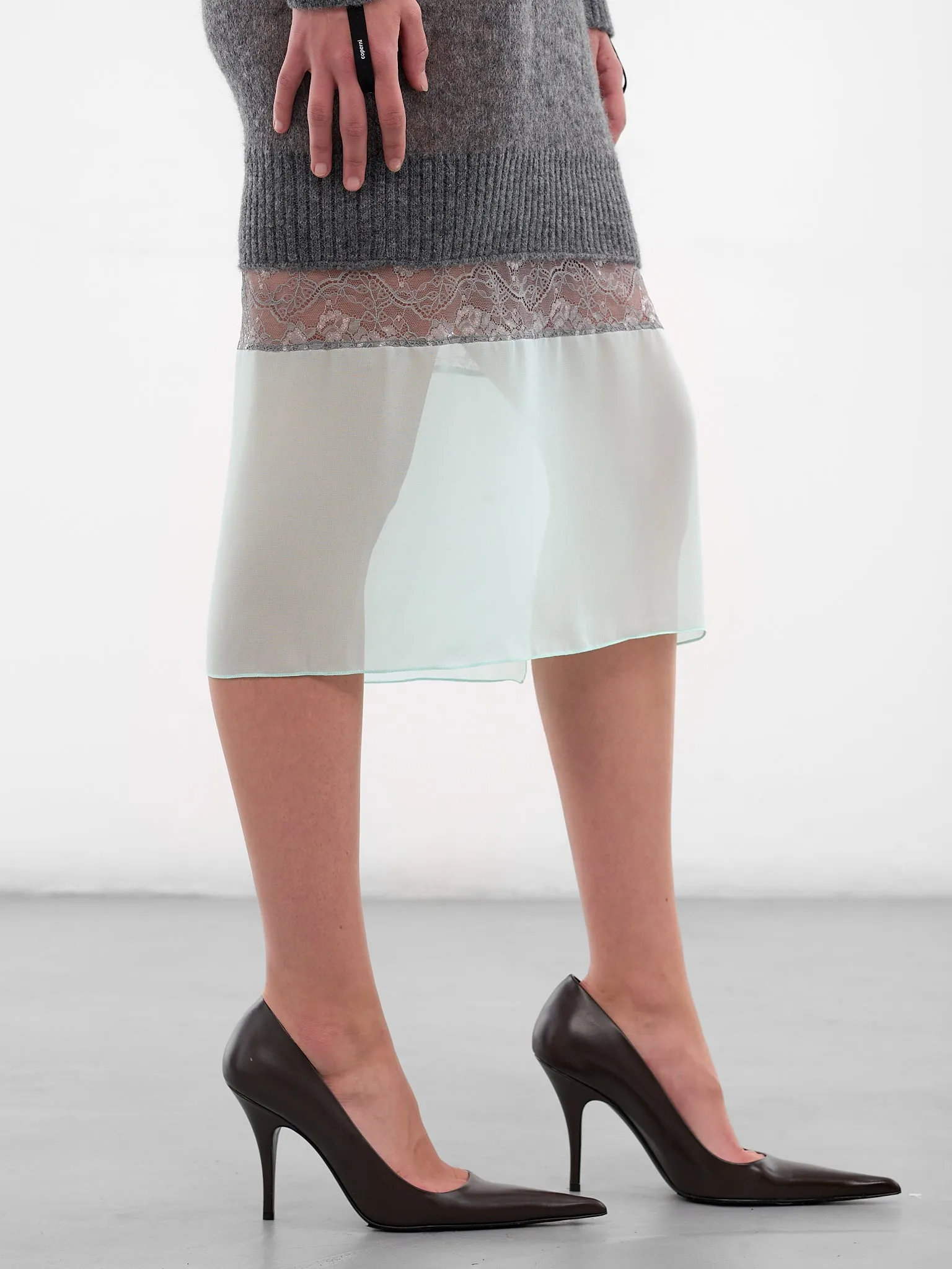 Gray Contrast Knit Midi Dress (COPML172Y100-GREY) sold by lorenzo product image thumbnail 5