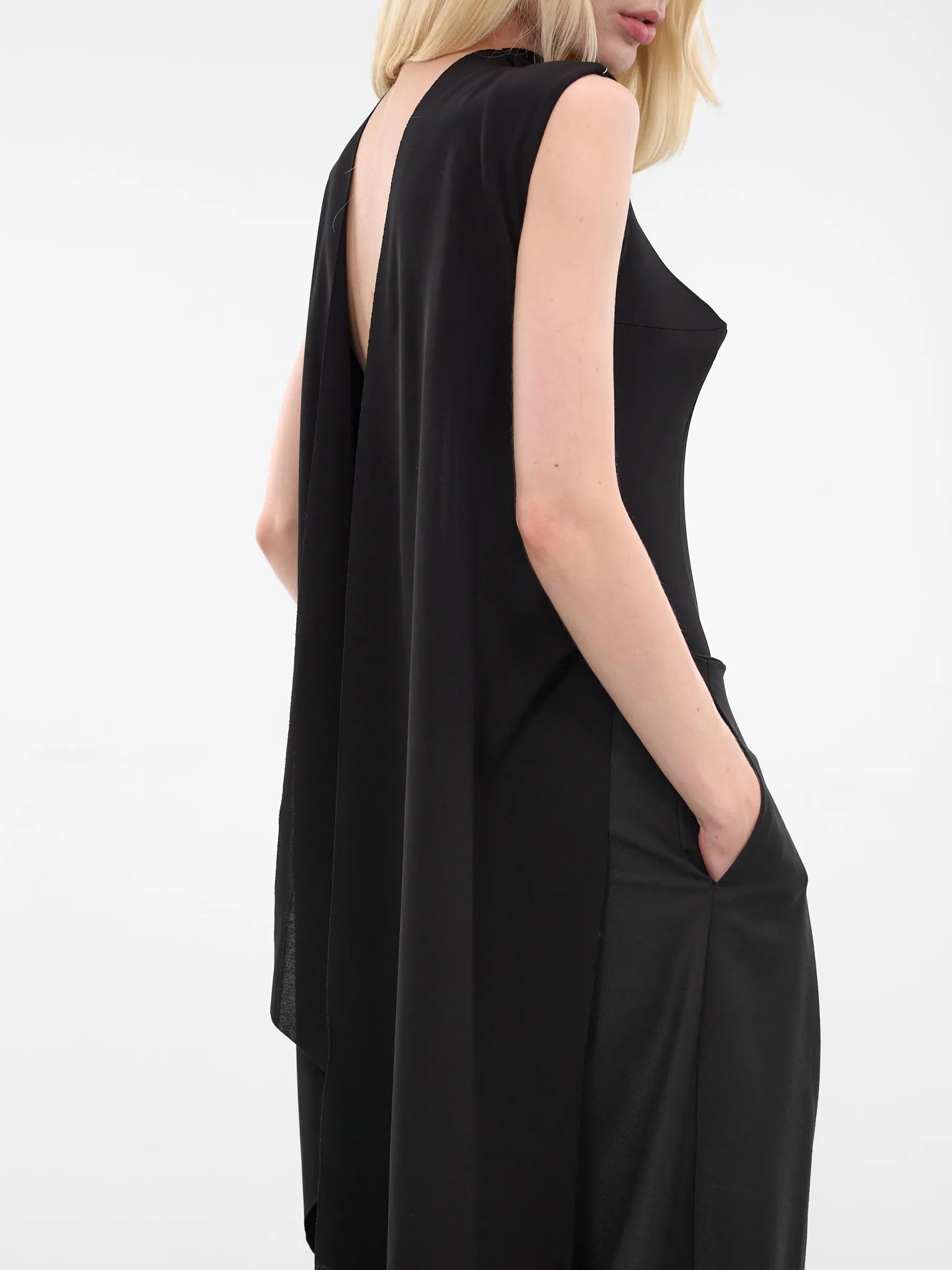 Black Viscose Jersey Draped Bodysuit (25-04-W-TO383-W021-BLACK) sold by lorenzo product image thumbnail 5