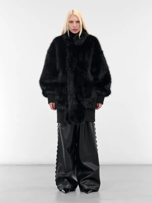 Black Oversized Fur Bomber Jacket (VAQ10J002-GREY) sold by lorenzo