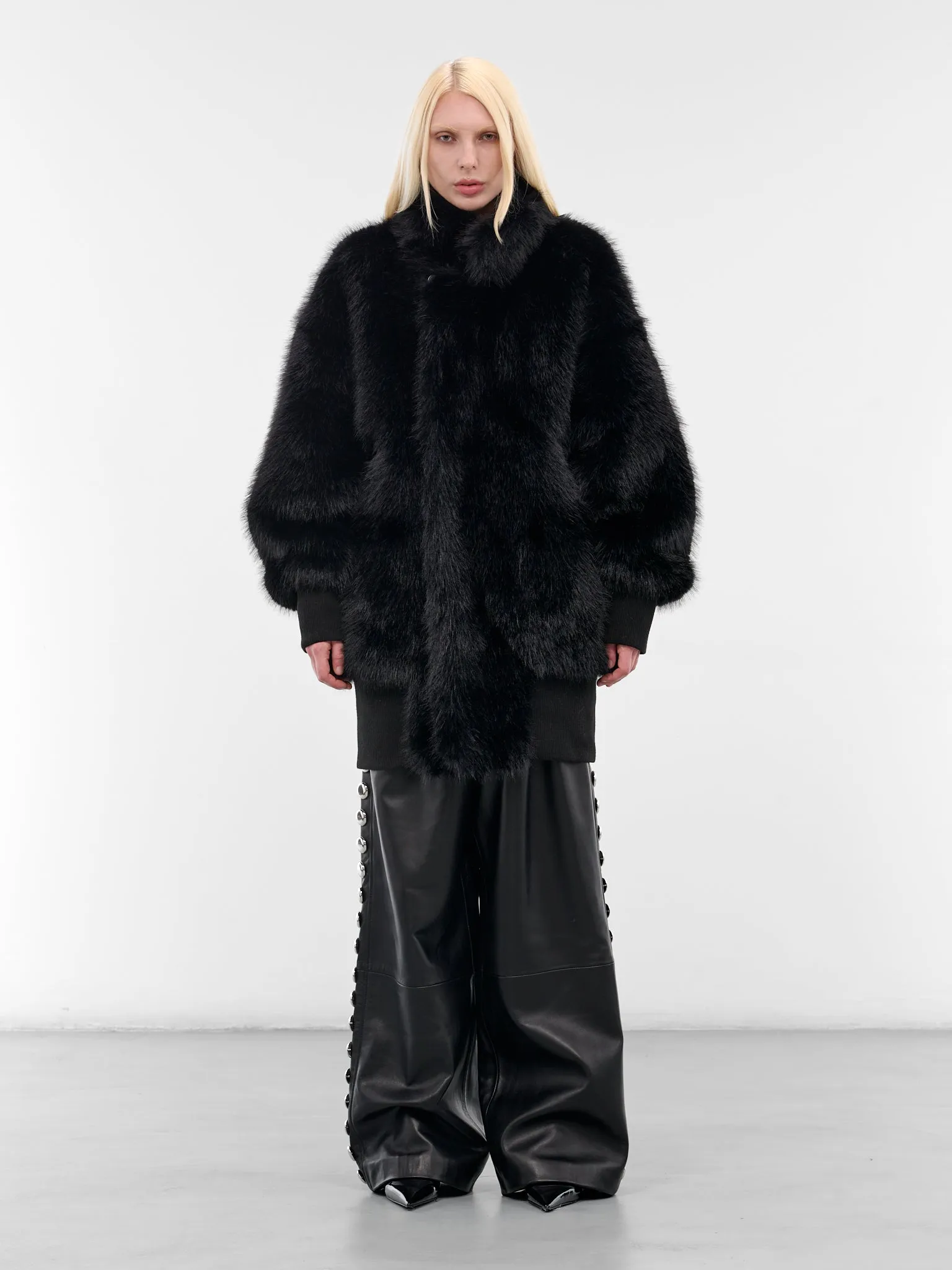 Black Oversized Fur Bomber Jacket (VAQ10J002-GREY) sold by lorenzo