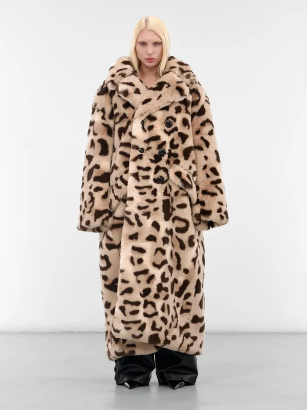 Oversized Leopard Print Fur Coat (VAQ10C001-BROWN-LEOPARD) sold by lorenzo