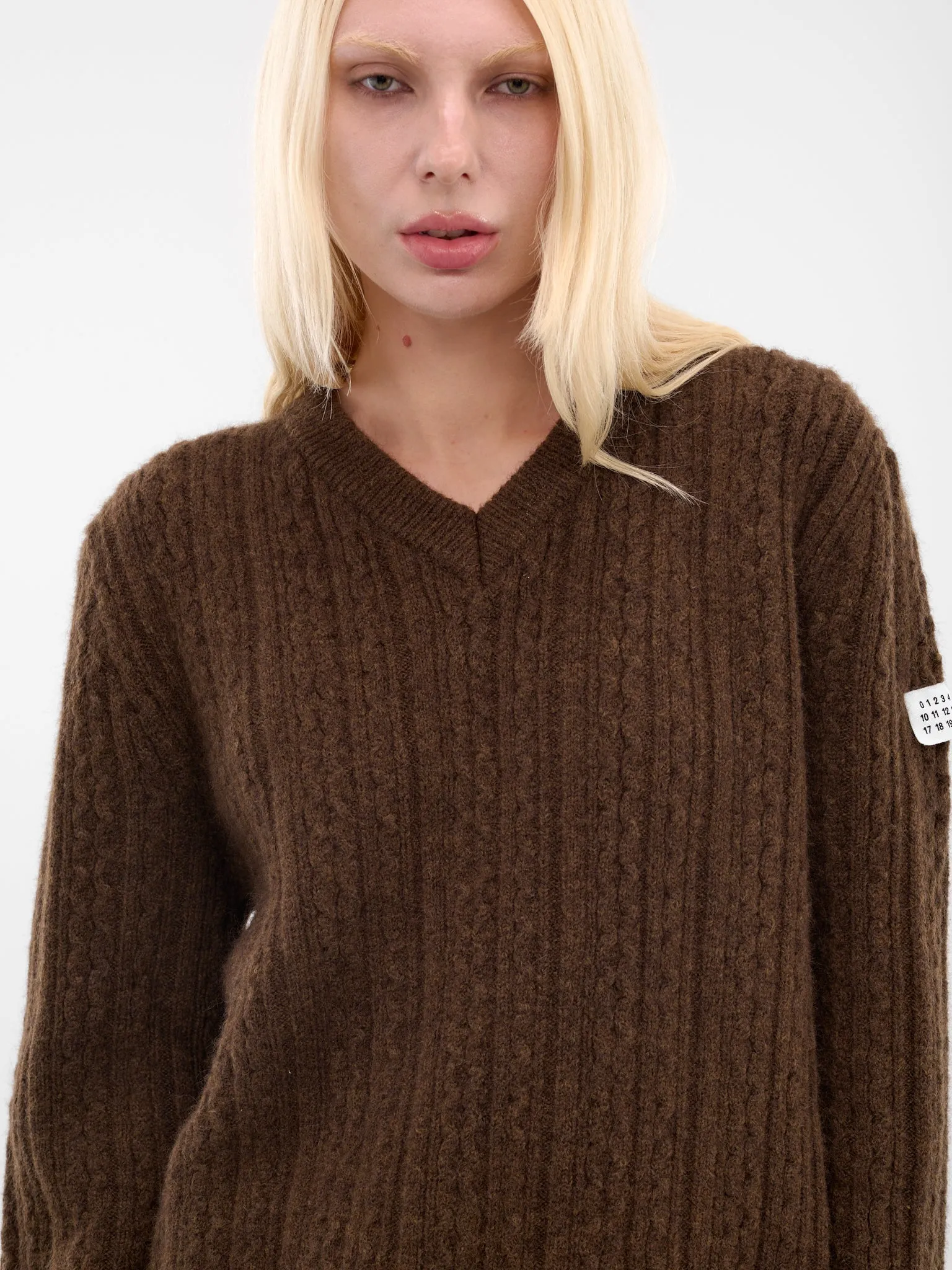 Brown Cable-Knit Sweater (S62HN0008-M13195-143-BROWN) sold by lorenzo product image thumbnail 4