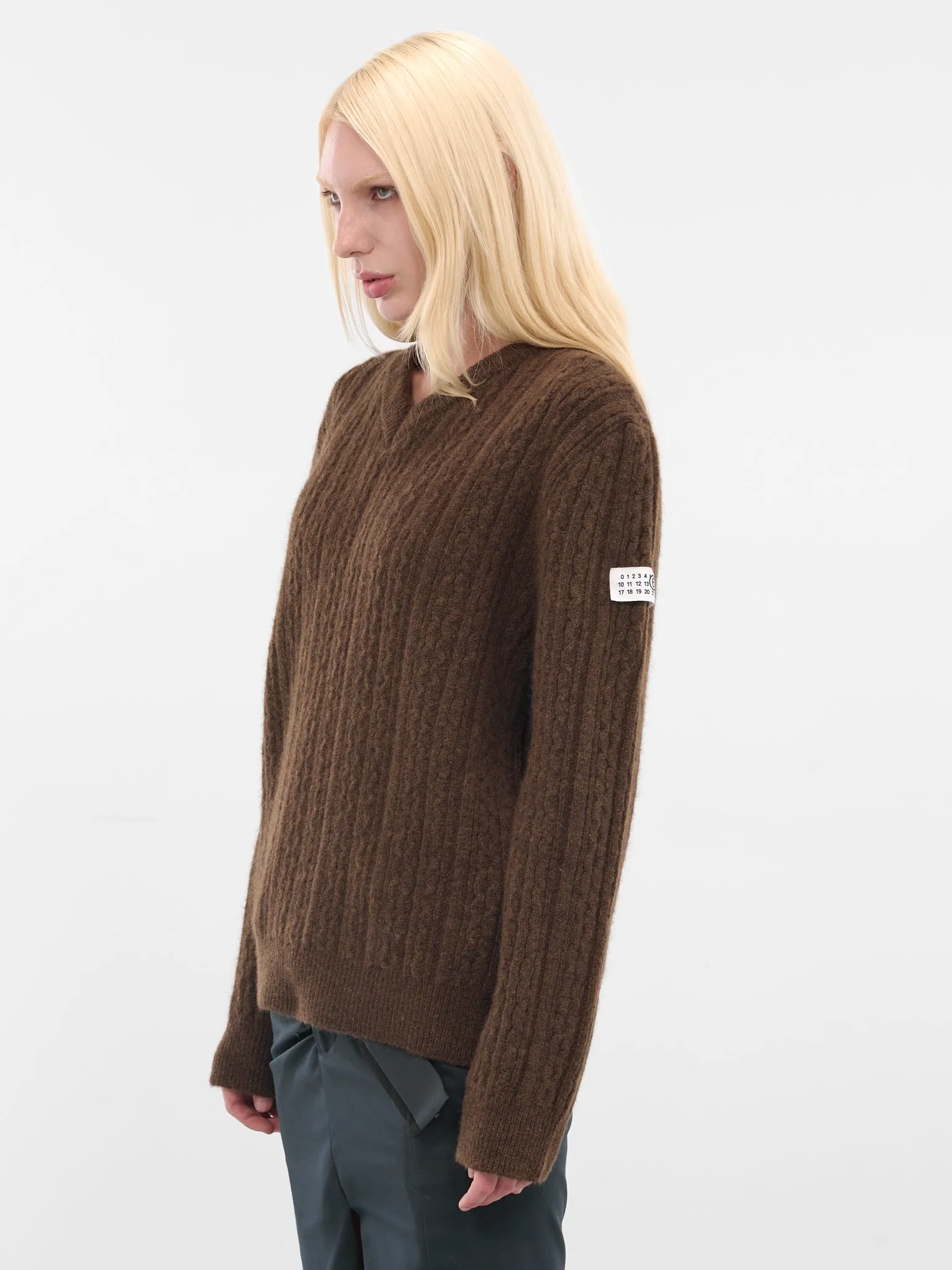 Brown Cable-Knit Sweater (S62HN0008-M13195-143-BROWN) sold by lorenzo product image thumbnail 2