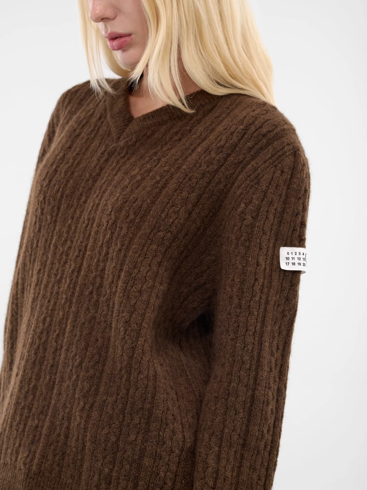 Brown Cable-Knit Sweater (S62HN0008-M13195-143-BROWN) sold by lorenzo product image thumbnail 5