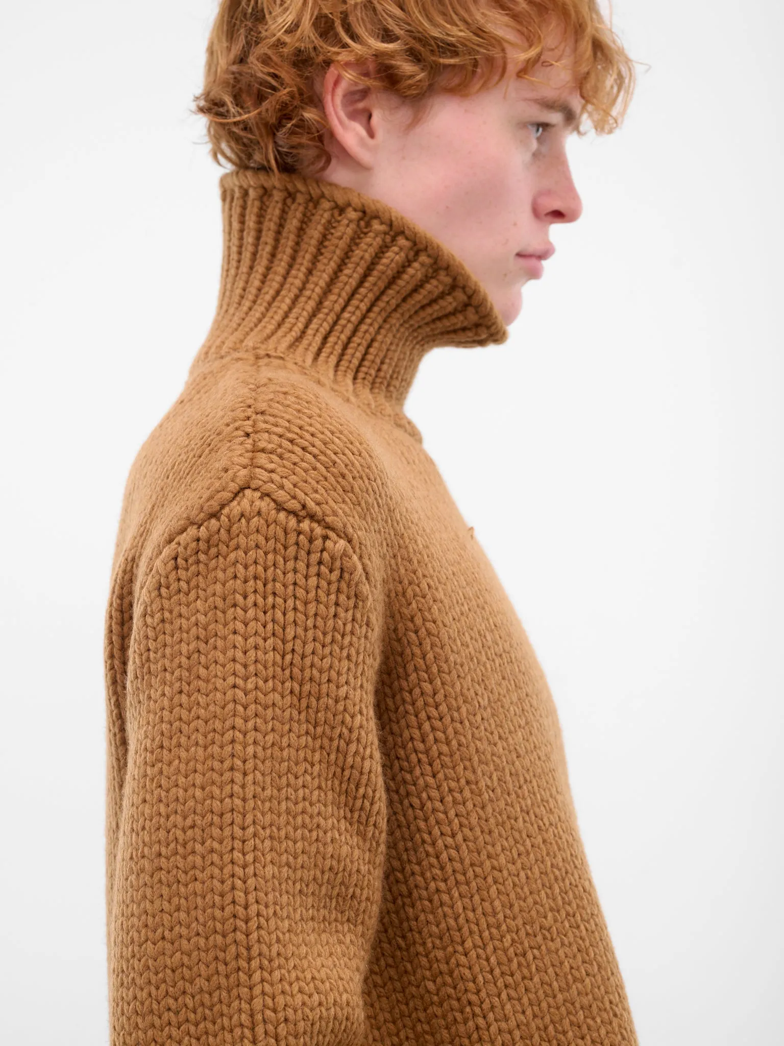 Tan Wool Turtleneck Sweater (H526Y14KMQ-2530-TAN) sold by lorenzo product image thumbnail 4