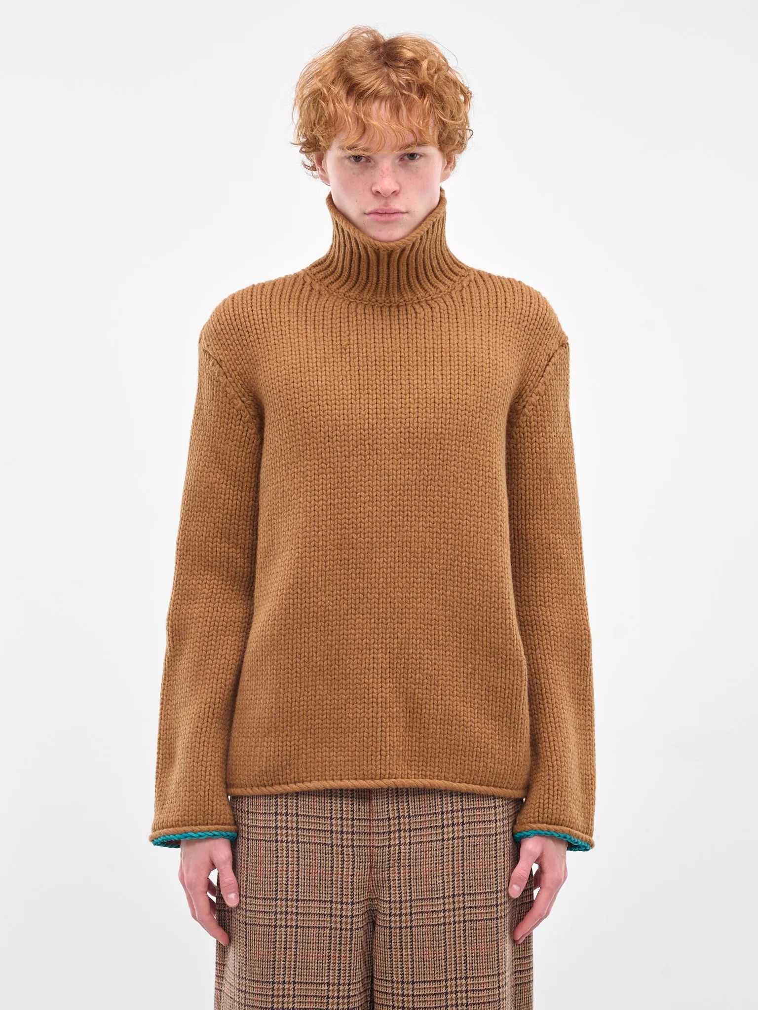 Tan Wool Turtleneck Sweater (H526Y14KMQ-2530-TAN) sold by lorenzo