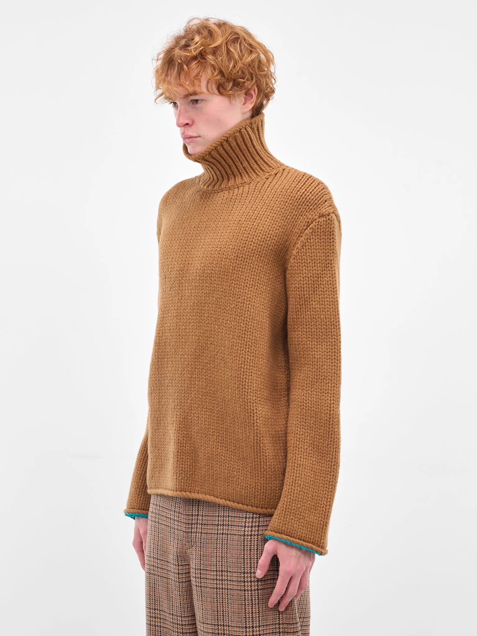 Tan Wool Turtleneck Sweater (H526Y14KMQ-2530-TAN) sold by lorenzo product image thumbnail 2