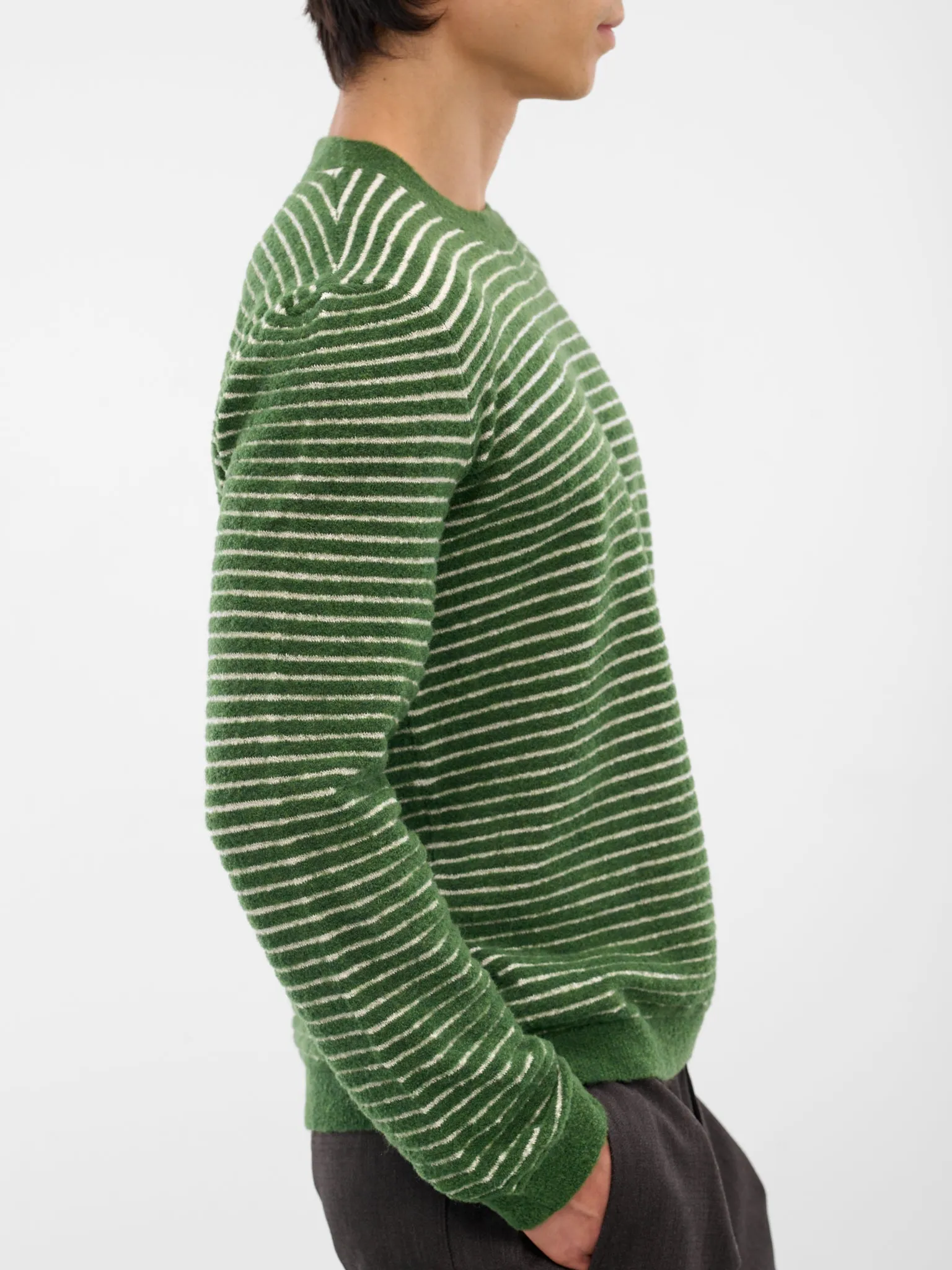 Green Wool-Alpaca Stripe Sweater (H526Y14KN2-ECRU-GREEN) sold by lorenzo product image thumbnail 4