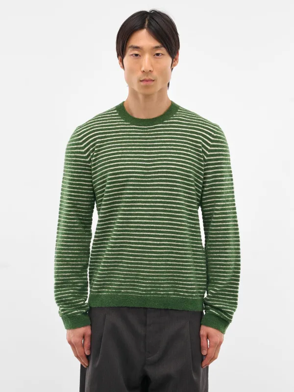 Green Wool-Alpaca Stripe Sweater (H526Y14KN2-ECRU-GREEN) sold by lorenzo