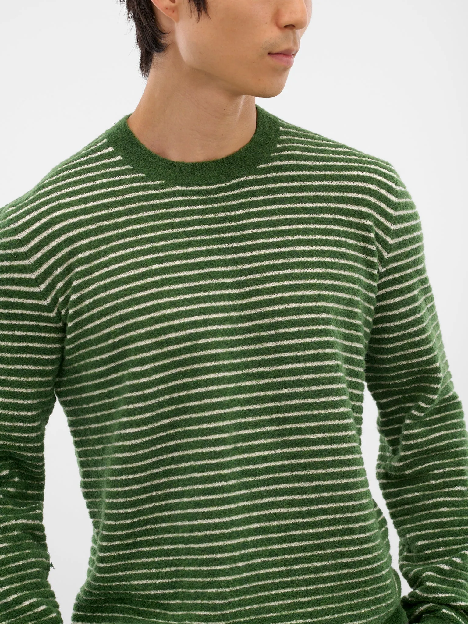 Green Wool-Alpaca Stripe Sweater (H526Y14KN2-ECRU-GREEN) sold by lorenzo product image thumbnail 5