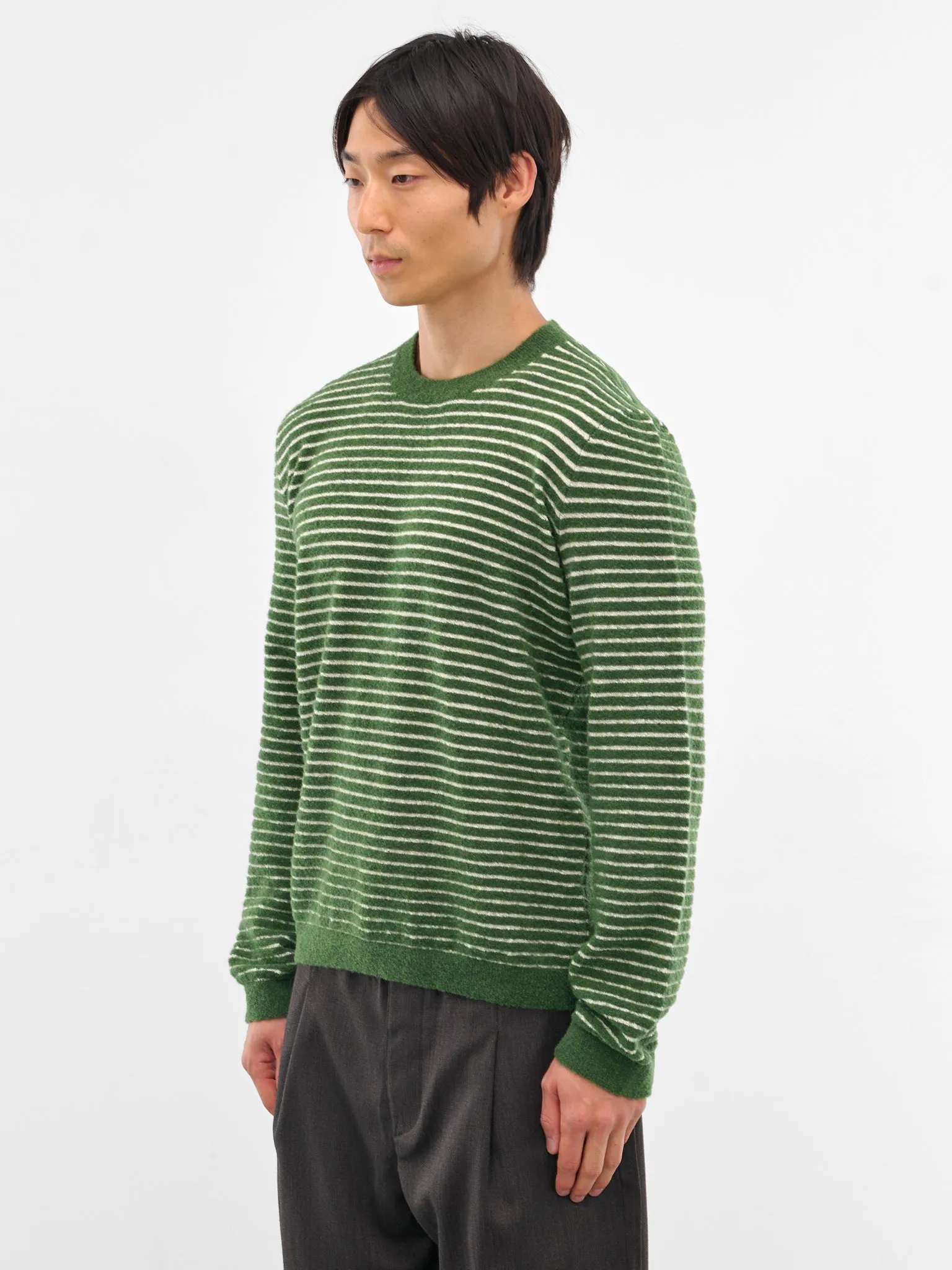 Green Wool-Alpaca Stripe Sweater (H526Y14KN2-ECRU-GREEN) sold by lorenzo product image thumbnail 2