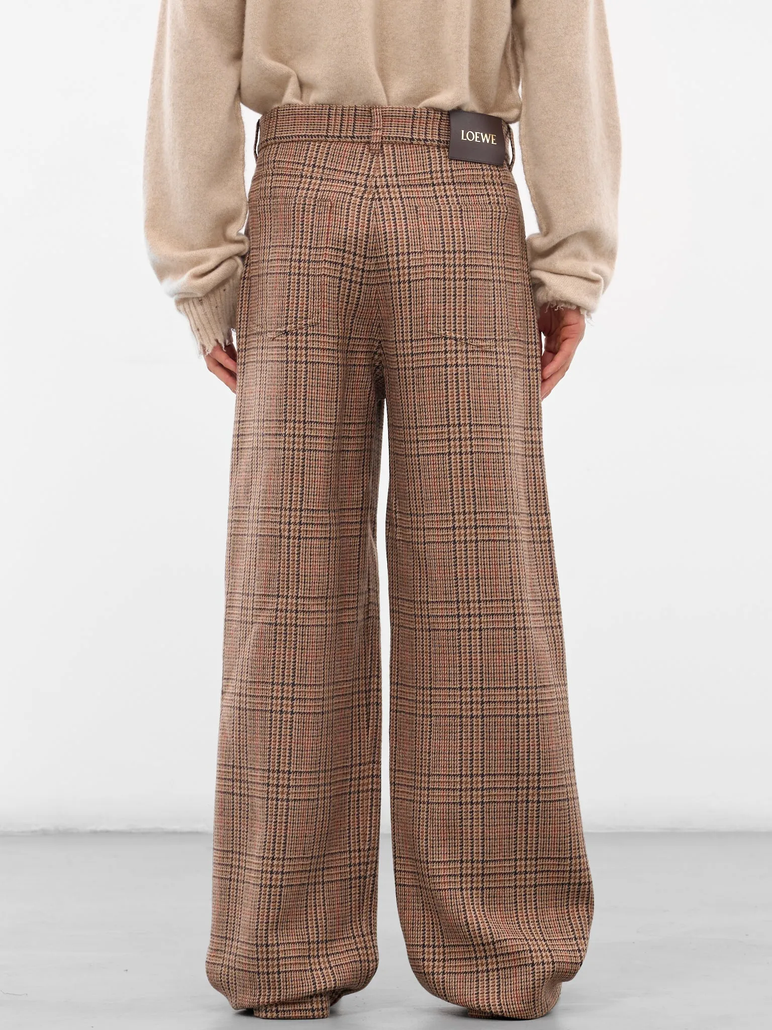 Beige Herringbone Check Wool Trousers (H526Y04WIG-BEIGE-MULTI) sold by lorenzo product image thumbnail 3