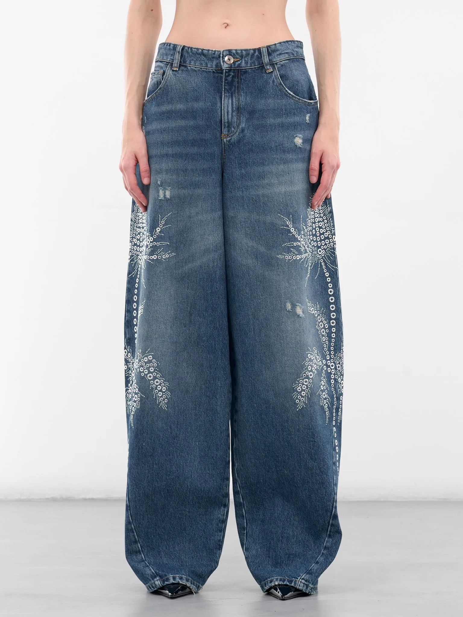 Baggy Blue Studded Denim Jeans (4J122A-C6F18-PEACOAT-WARM) sold by lorenzo