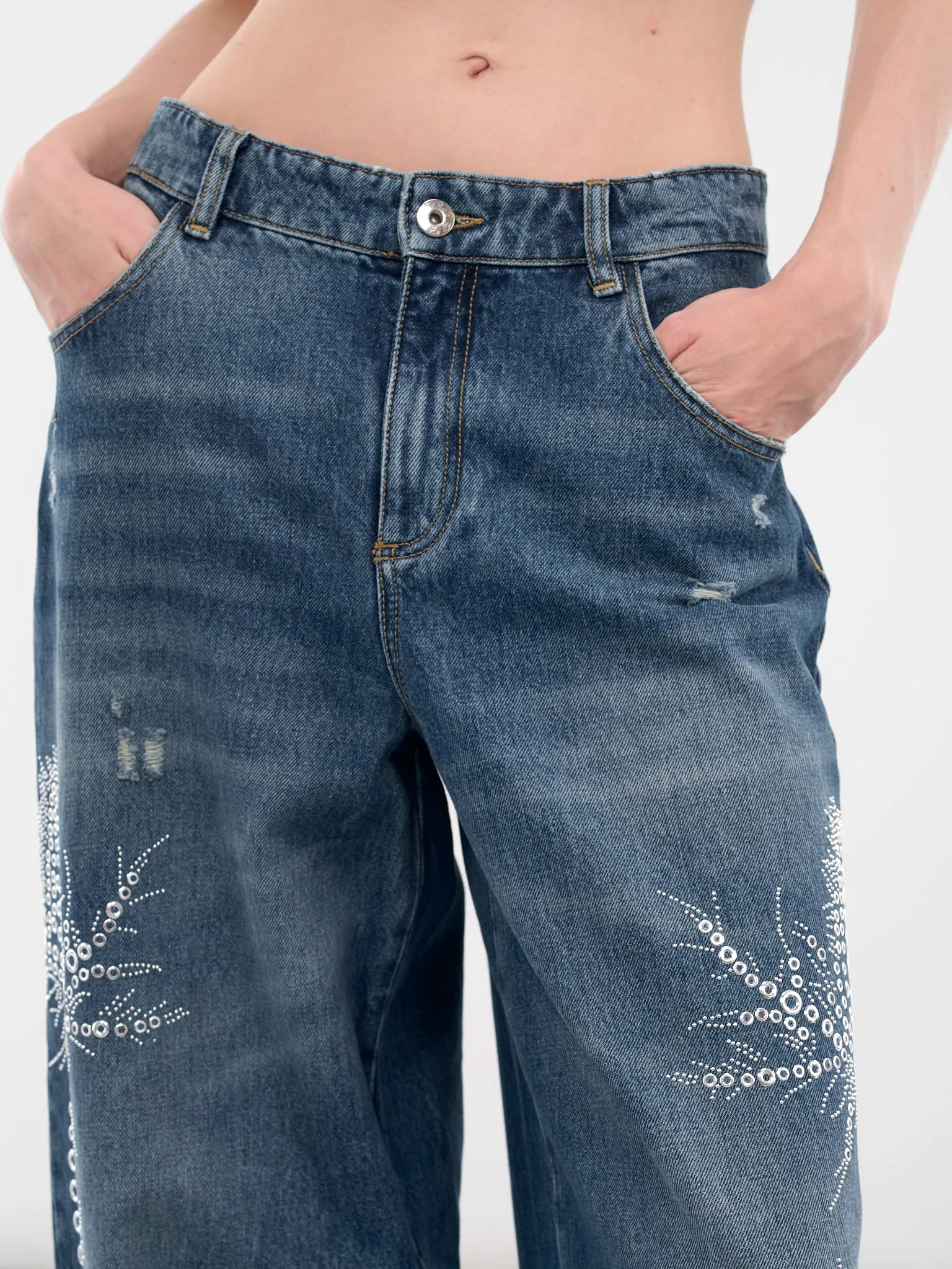 Baggy Blue Studded Denim Jeans (4J122A-C6F18-PEACOAT-WARM) sold by lorenzo product image thumbnail 5