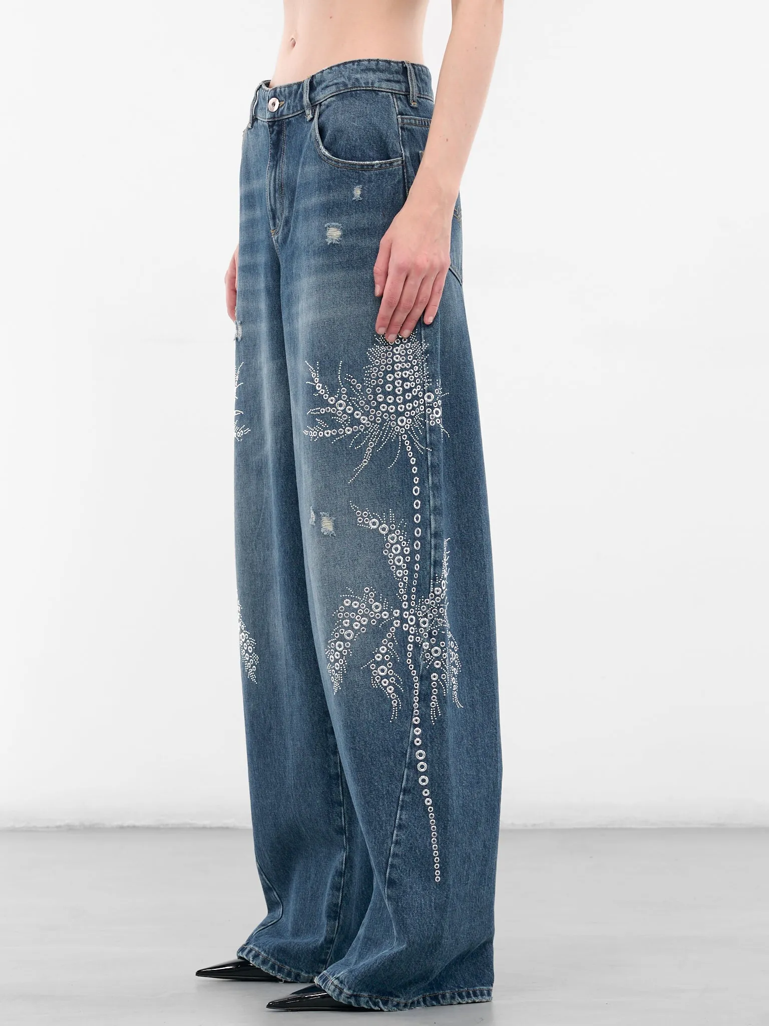 Baggy Blue Studded Denim Jeans (4J122A-C6F18-PEACOAT-WARM) sold by lorenzo product image thumbnail 2