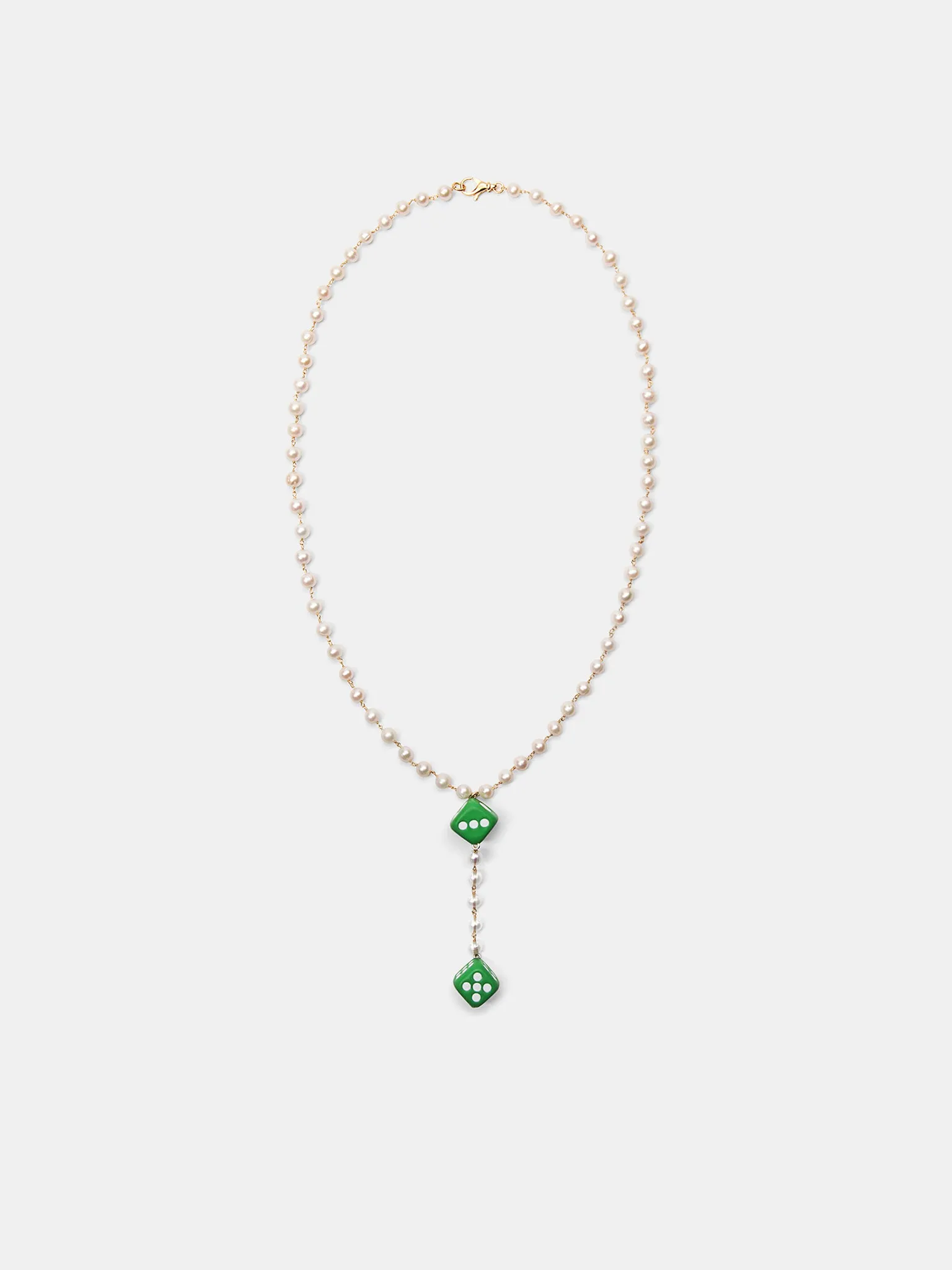 The Pearl Dice Rosary Necklace (CA09PL-YELLOW-GOLD) sold by lorenzo