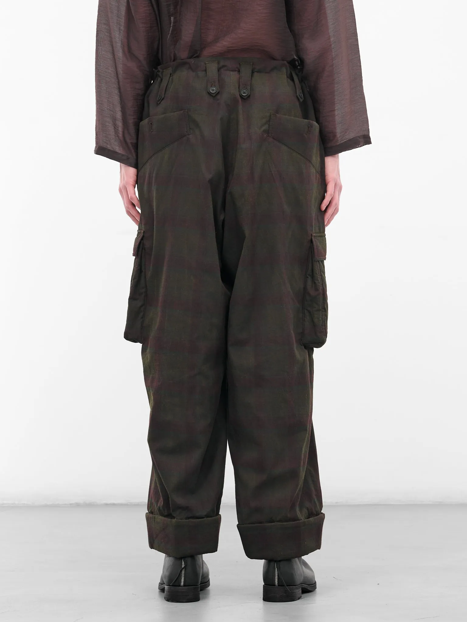 Black Wide Leg Plaid Cargos (HL-P61-015-1-BLACK) sold by lorenzo product image thumbnail 3