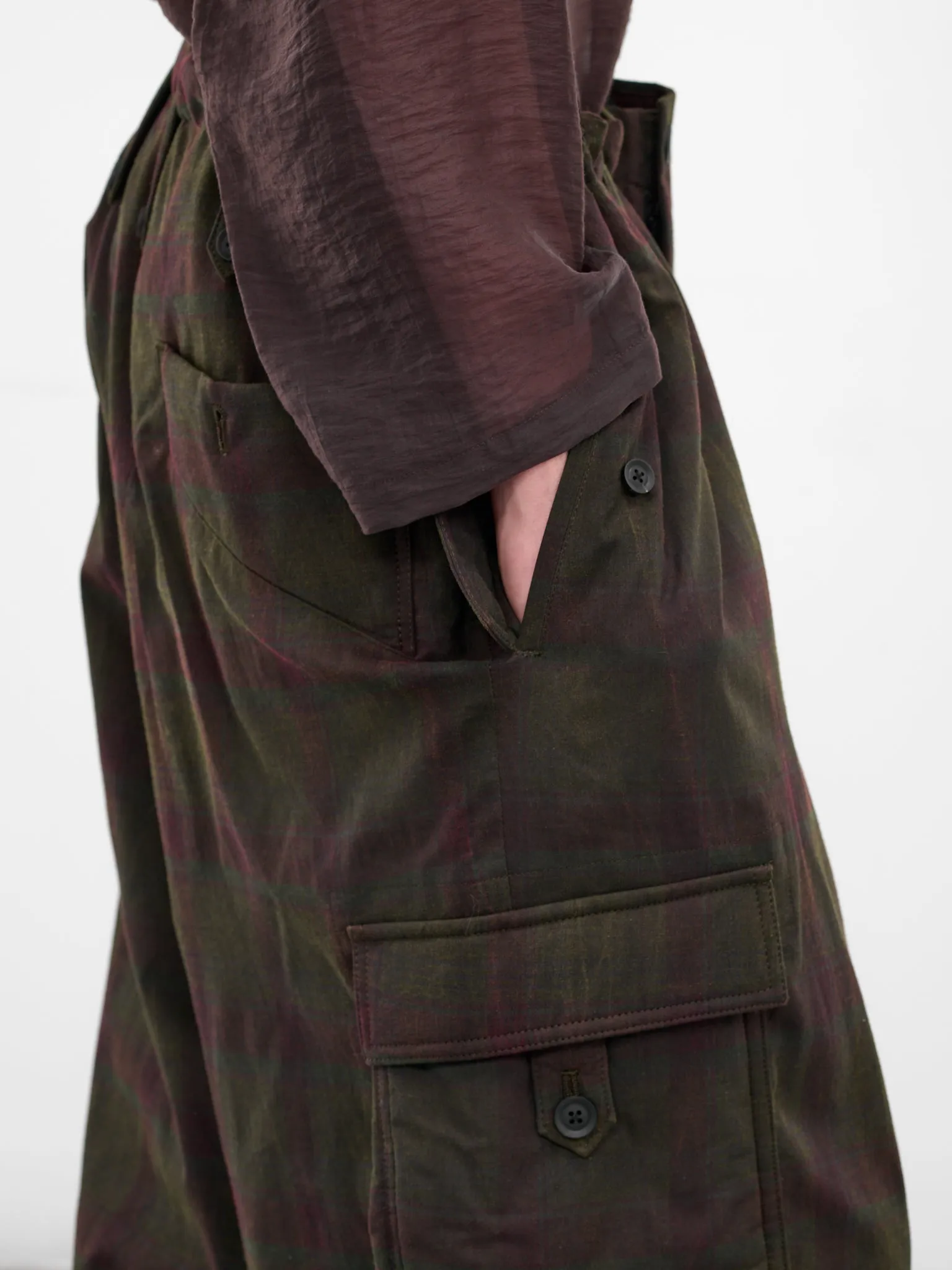 Black Wide Leg Plaid Cargos (HL-P61-015-1-BLACK) sold by lorenzo product image thumbnail 4