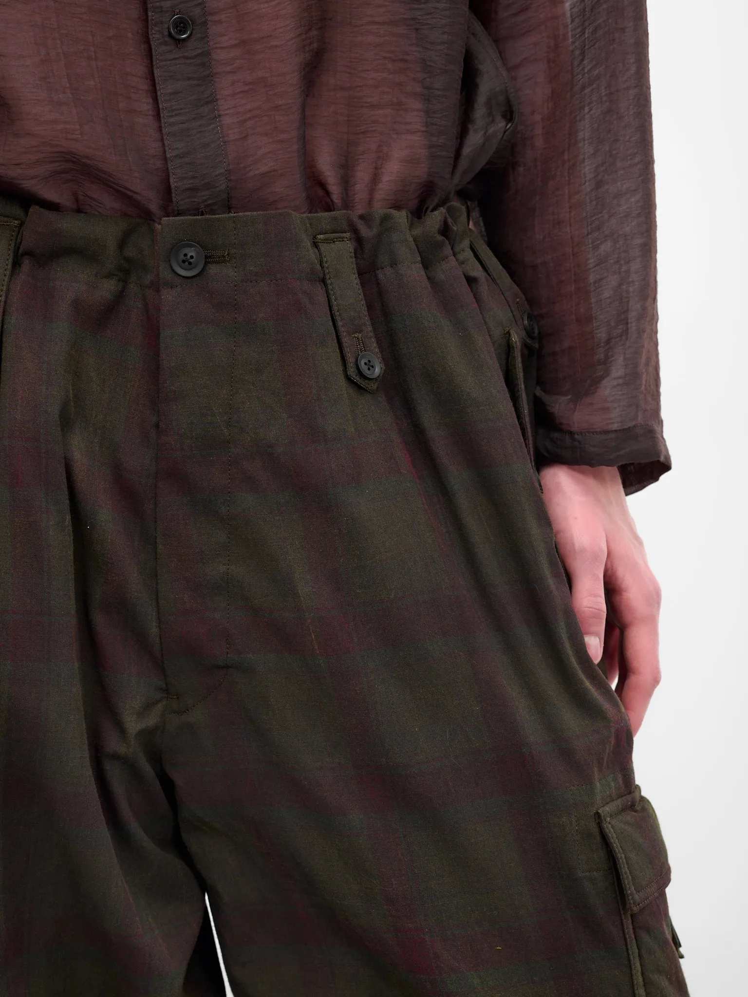 Black Wide Leg Plaid Cargos (HL-P61-015-1-BLACK) sold by lorenzo product image thumbnail 5