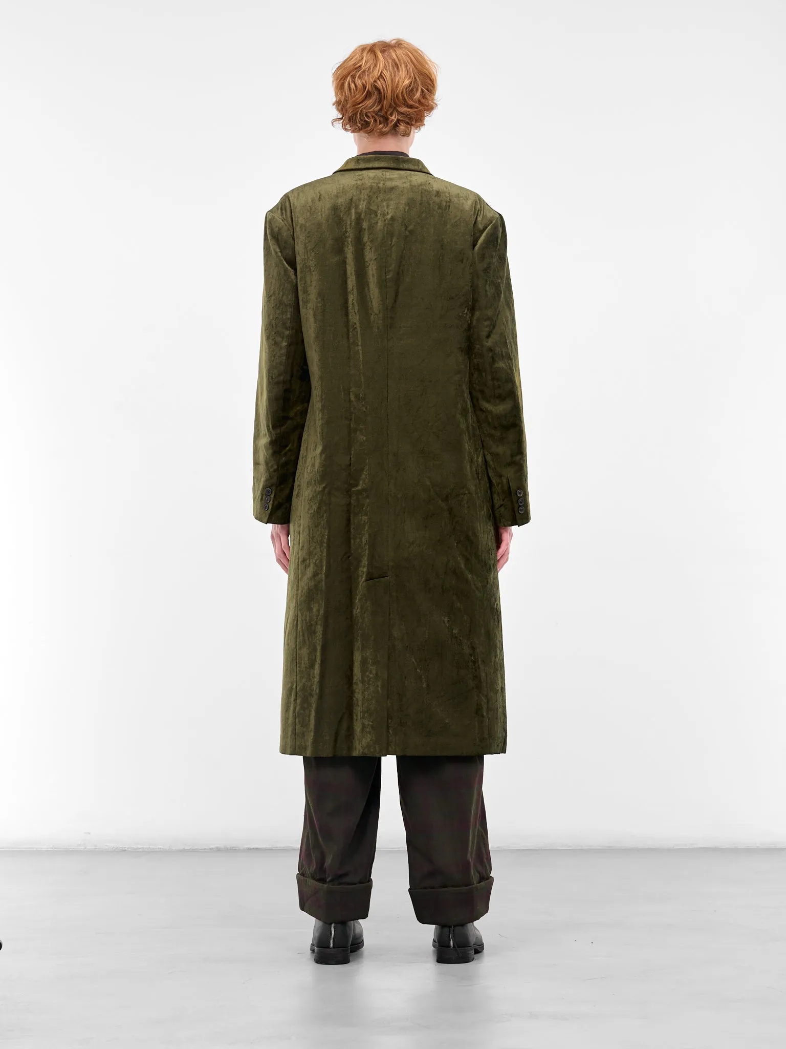 Khaki Crushed Velvet Tailored Coat (HL-J11-022-1-KHAKI) sold by lorenzo product image thumbnail 3