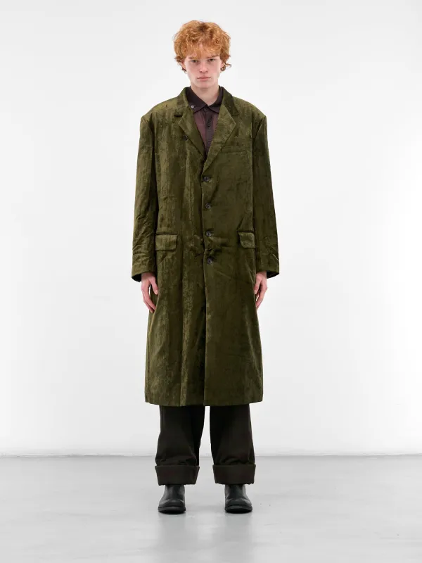 Khaki Crushed Velvet Tailored Coat (HL-J11-022-1-KHAKI) sold by lorenzo