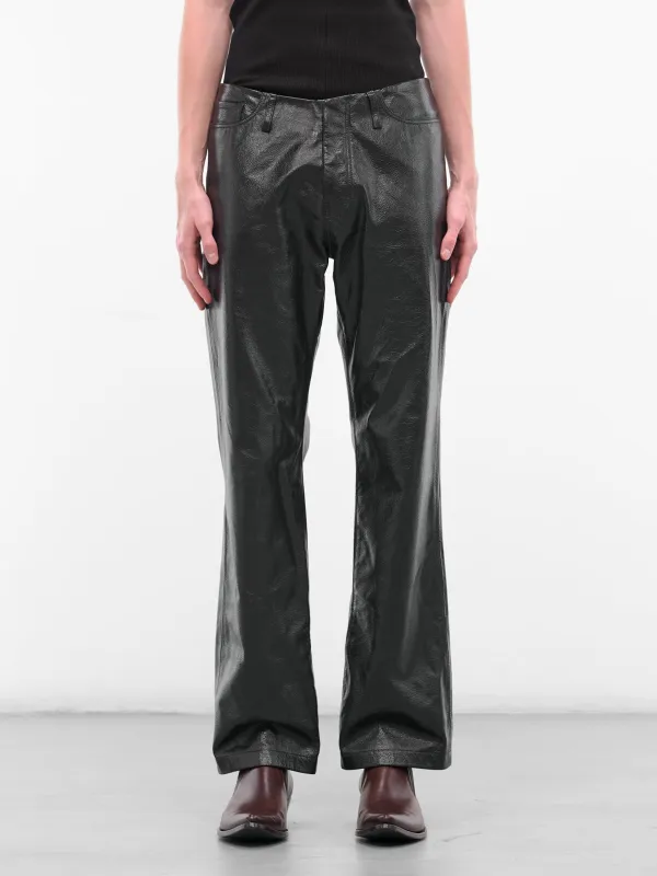 Black Leather Flared Trousers (FN-MN-TROU001126-BLACK) sold by lorenzo