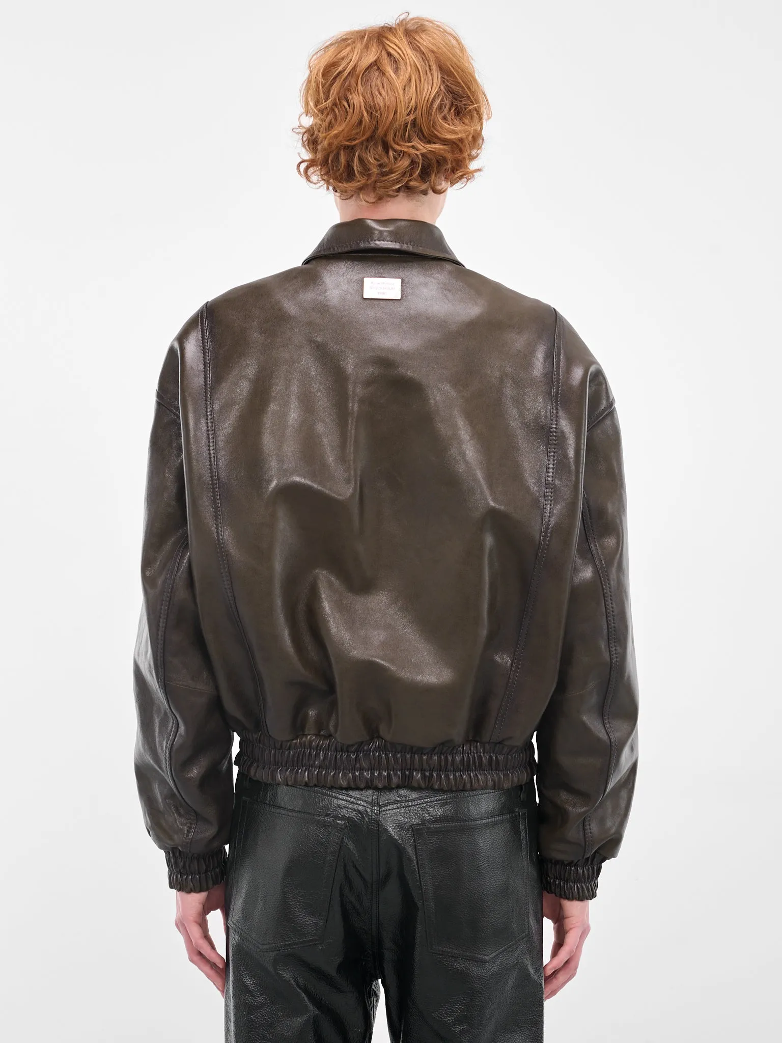 Green Lamb Leather Bomber Jacket (FN-MN-LEAT000293-VINTAGE-GREEN) sold by lorenzo product image thumbnail 3