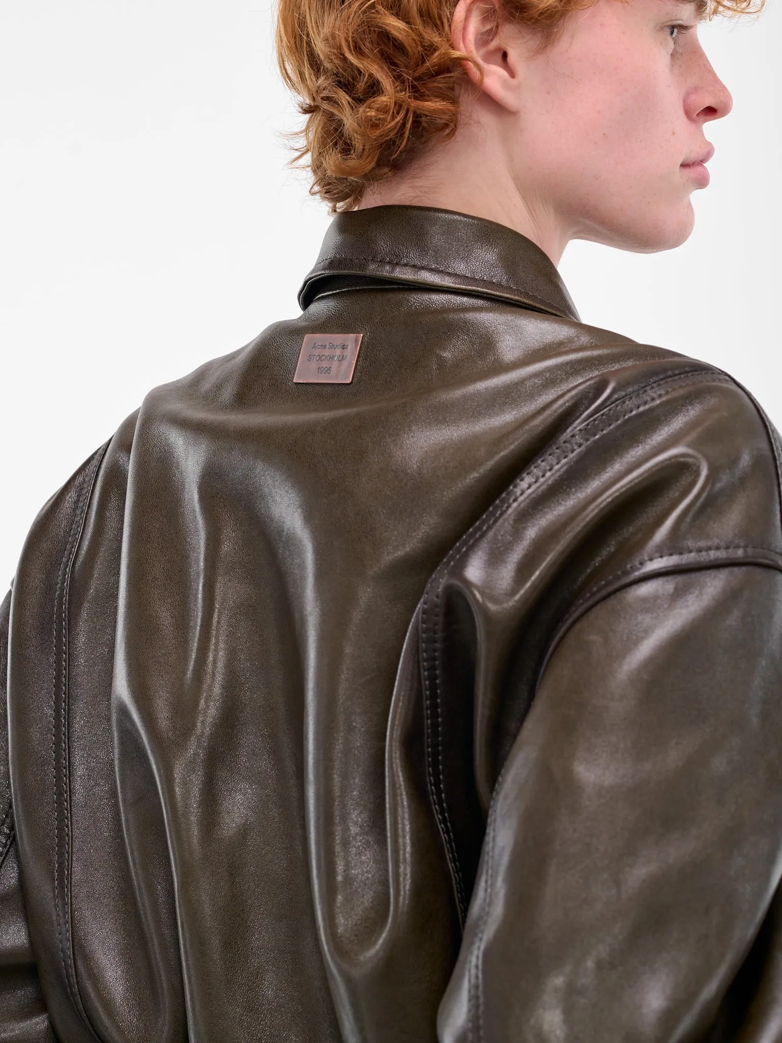 Green Lamb Leather Bomber Jacket (FN-MN-LEAT000293-VINTAGE-GREEN) sold by lorenzo product image thumbnail 5