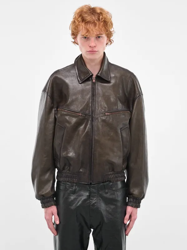 Green Lamb Leather Bomber Jacket (FN-MN-LEAT000293-VINTAGE-GREEN) made by Acne Studios