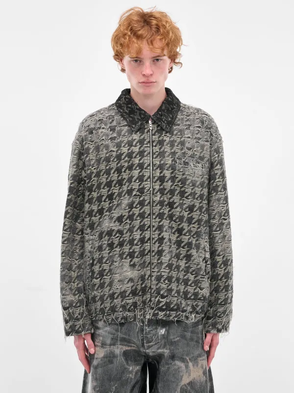 Black De-Elmo-Fsh Laser Houndstooth Jacket (A21351-0CEBJ-02-BLACK-DENIM) sold by lorenzo