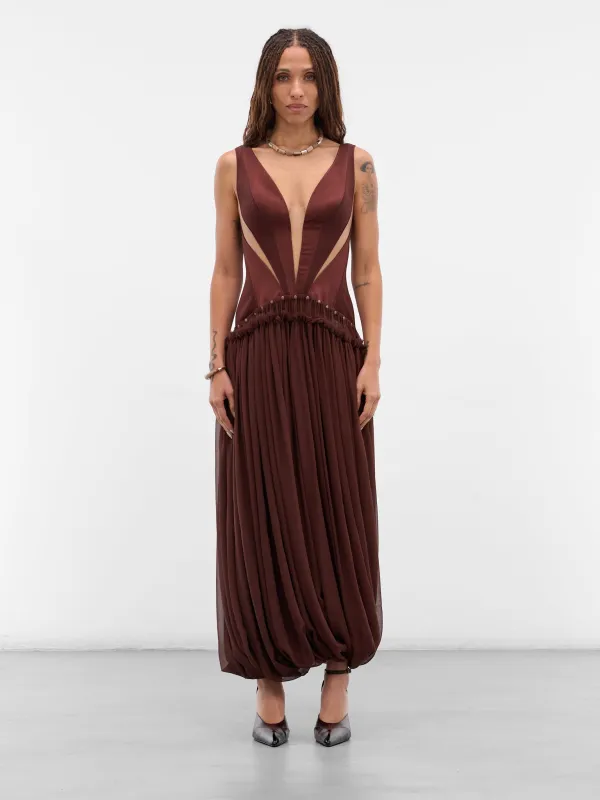 Burgundy Aladdin Paneled Bustier Dress (DS27T1BR450-REDDISH-BROWN) sold by lorenzo