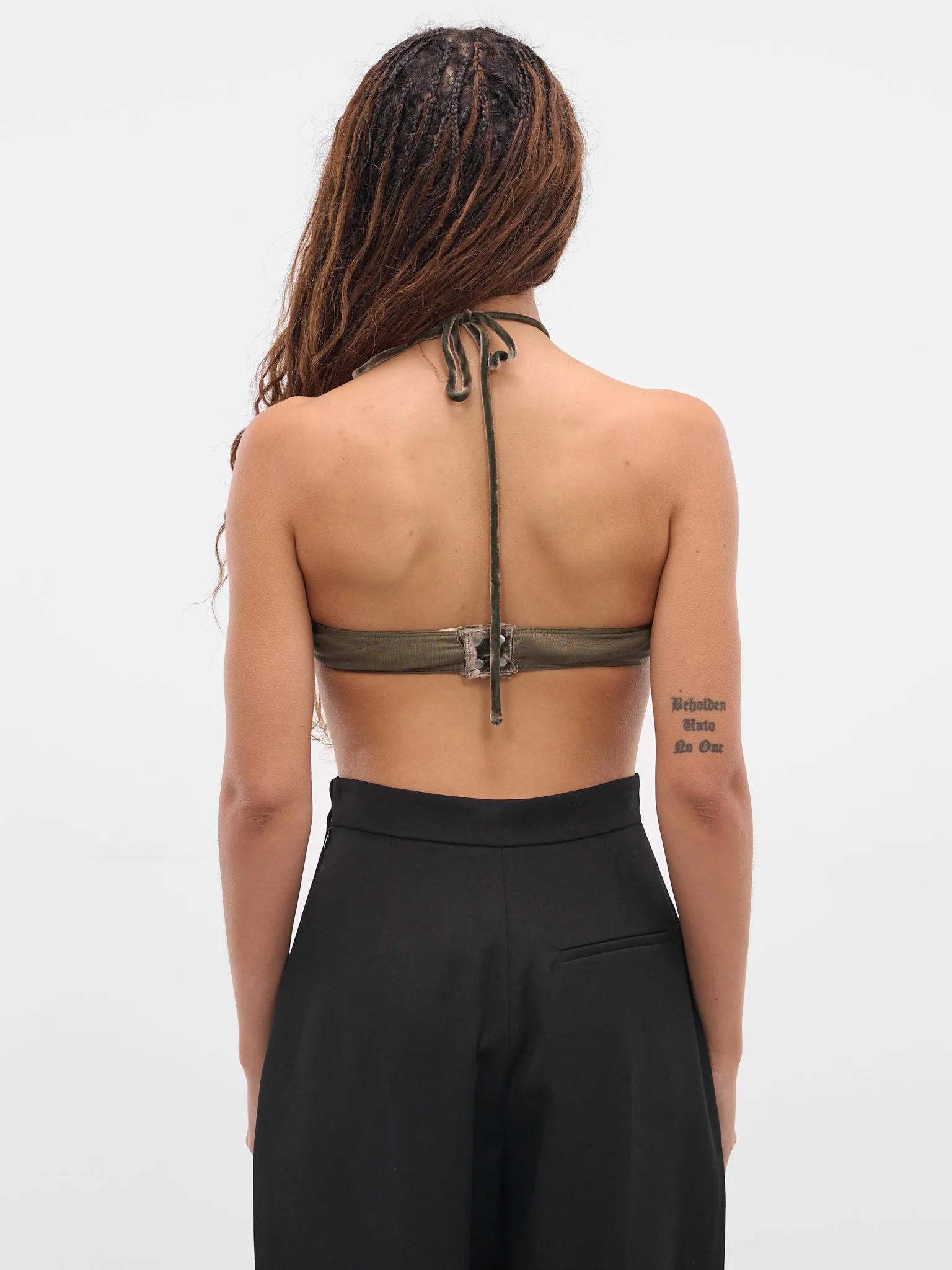 Green Paneled Velvet Bustier Top (AS04V1GR560-STEEL-GREEN) sold by lorenzo product image thumbnail 3