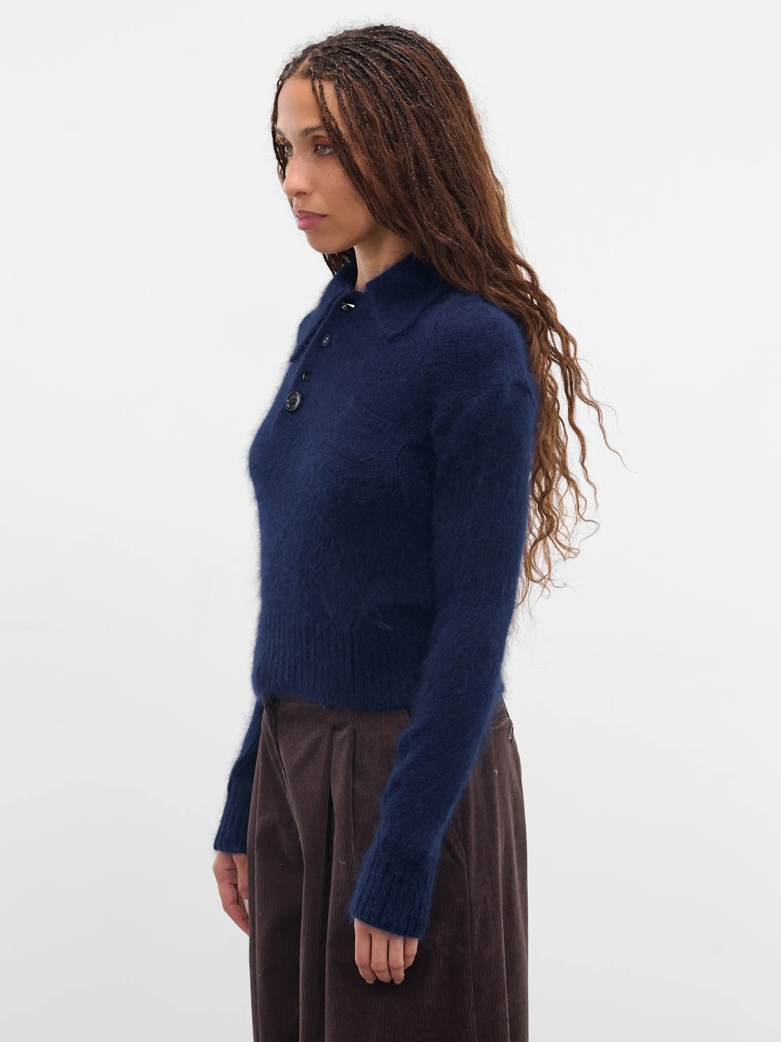 Blue Angora-Nylon Knit Sweater (UC2E1908-BLUE) sold by lorenzo product image thumbnail 2