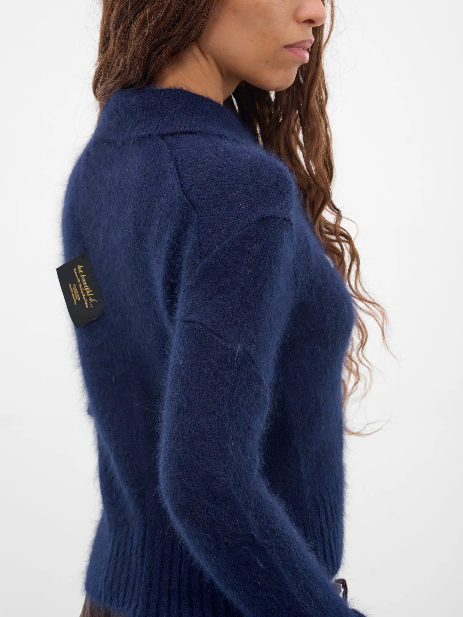 Blue Angora-Nylon Knit Sweater (UC2E1908-BLUE) sold by lorenzo product image thumbnail 5