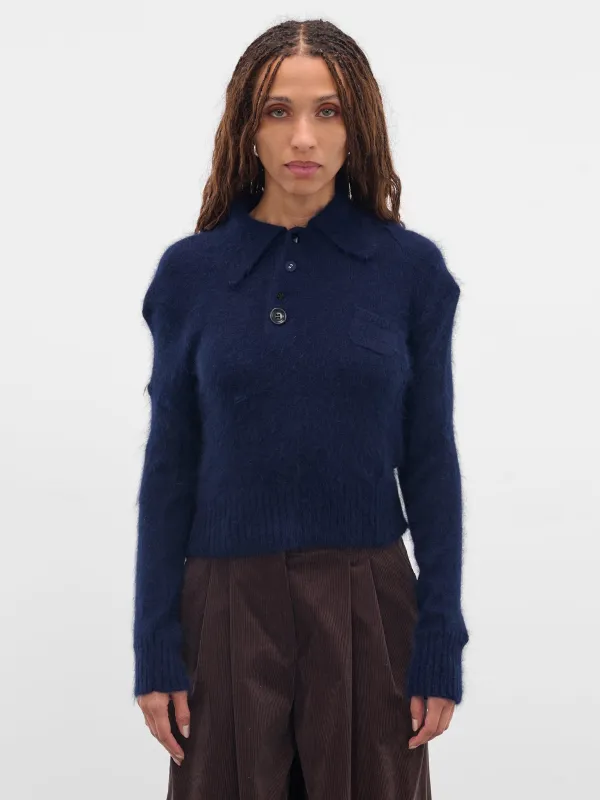 Blue Angora-Nylon Knit Sweater (UC2E1908-BLUE) made by Undercover