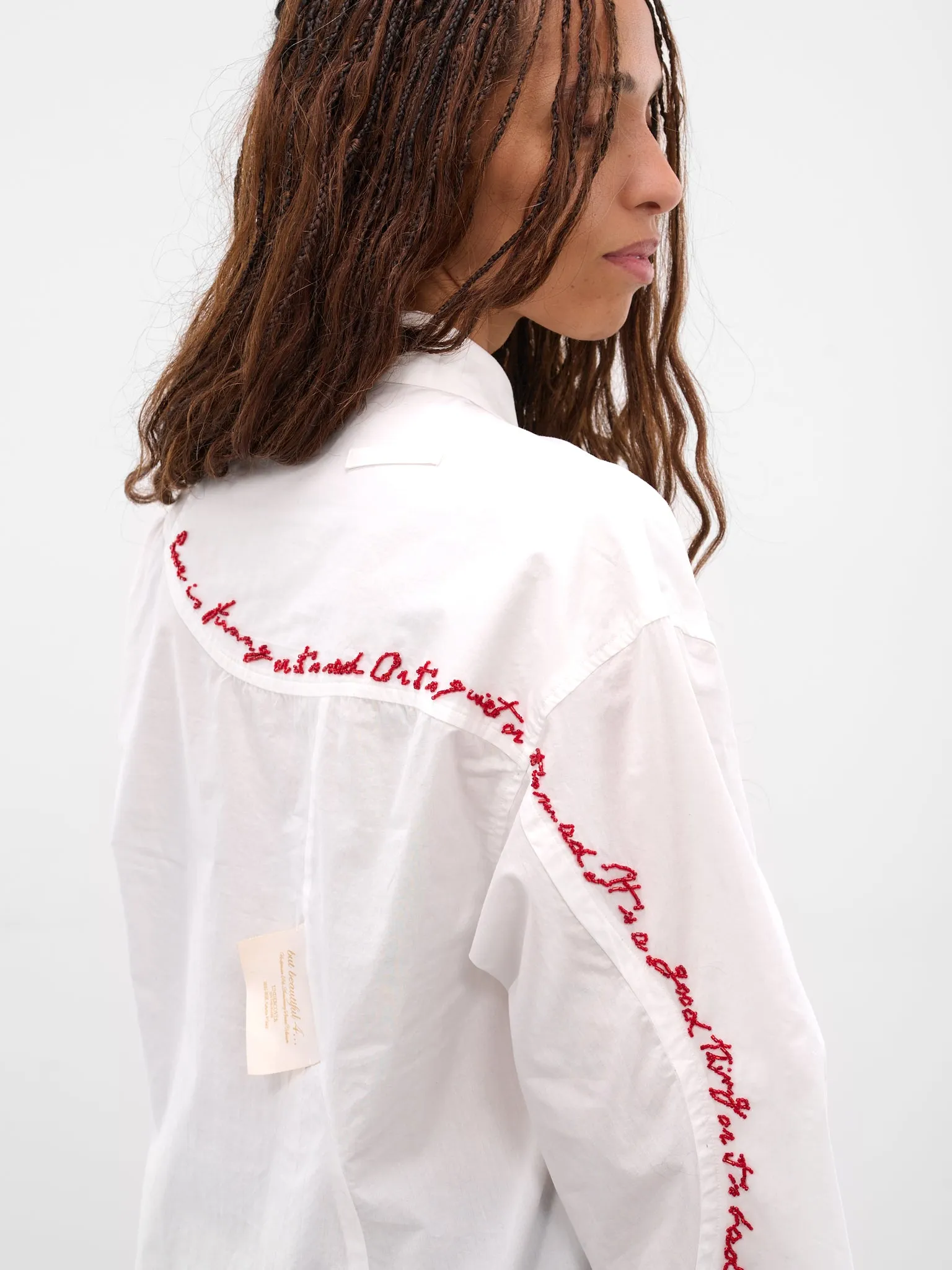 White Asymmetric Button-Up Shirt (UC2E1401-WHITE) sold by lorenzo product image thumbnail 5