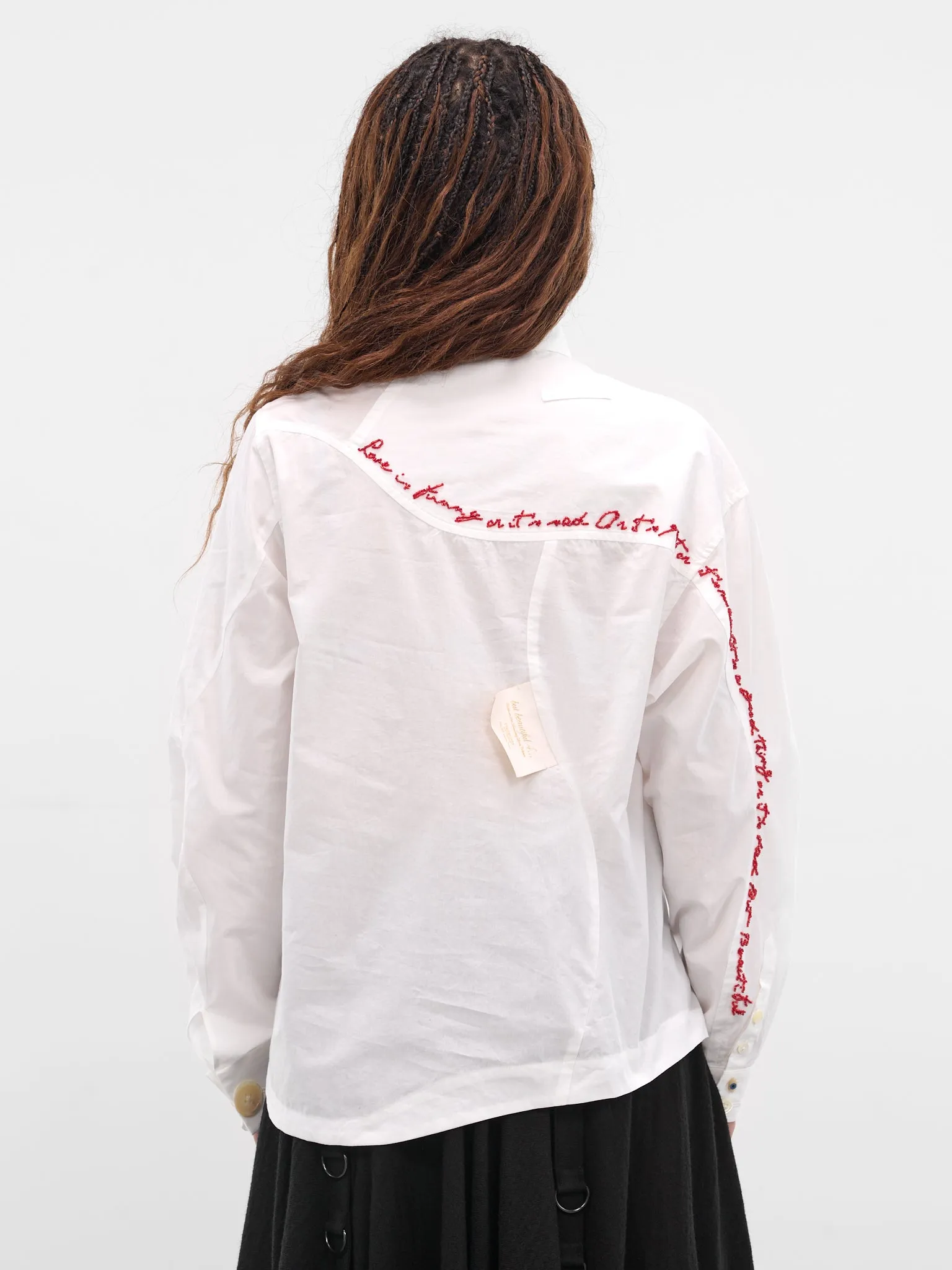 White Asymmetric Button-Up Shirt (UC2E1401-WHITE) sold by lorenzo product image thumbnail 3